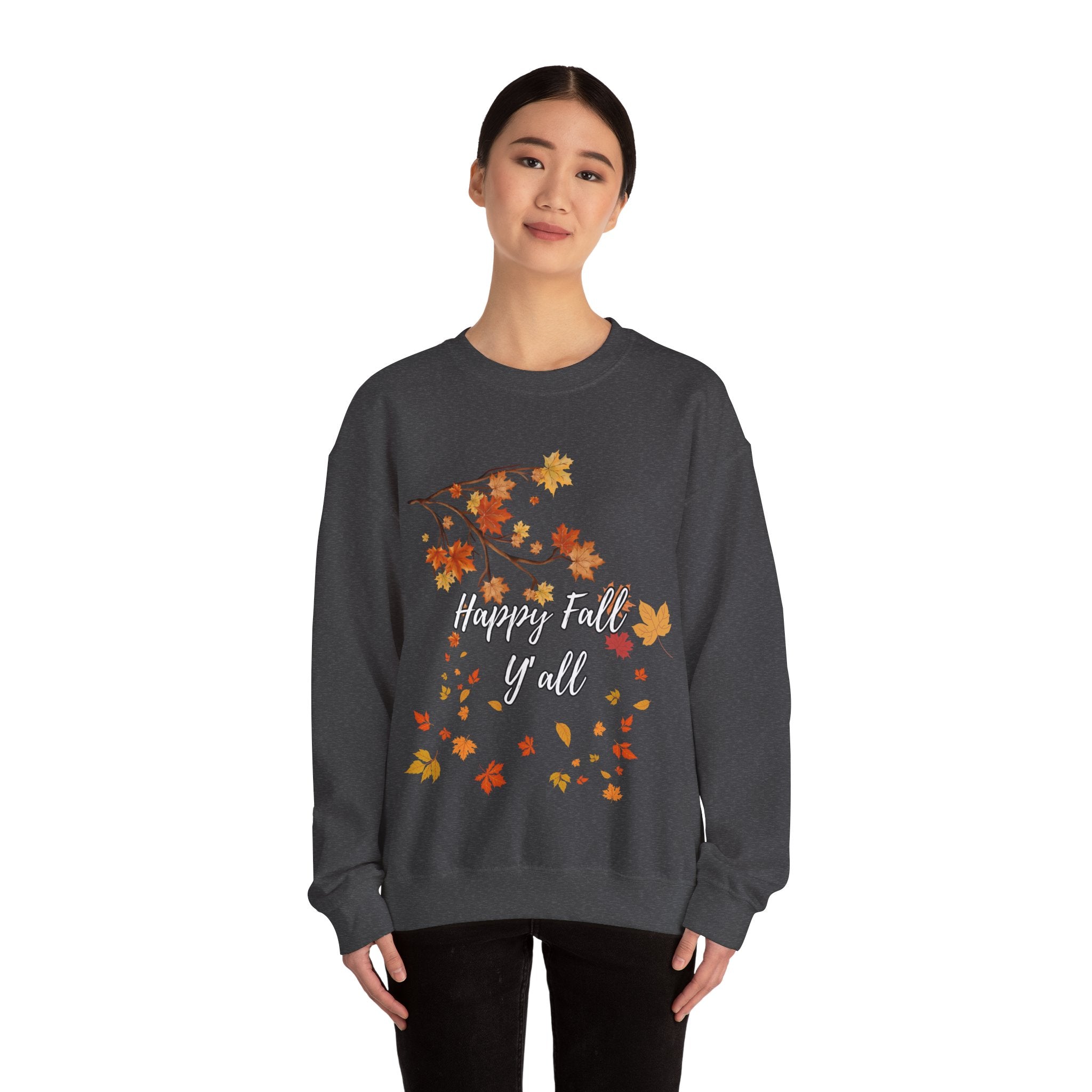 Autumn Leaves Sweatshirt, Happy Fall Y'all Crewneck, Cozy Fall Apparel, Thanksgiving Gift, Seasonal Fashion