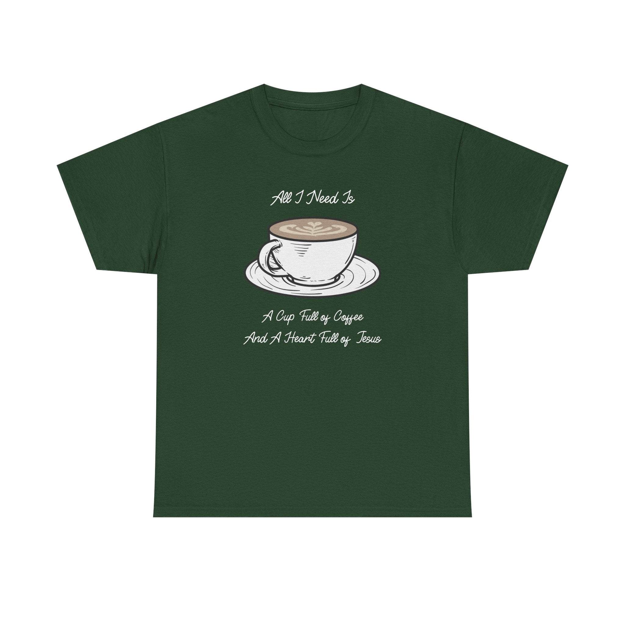 Unisex Heavy Cotton Tee with Coffee and Faith Design - Perfect for Coffee Lovers, Christians, Gifts, Casual Wear, and Everyday Comfort