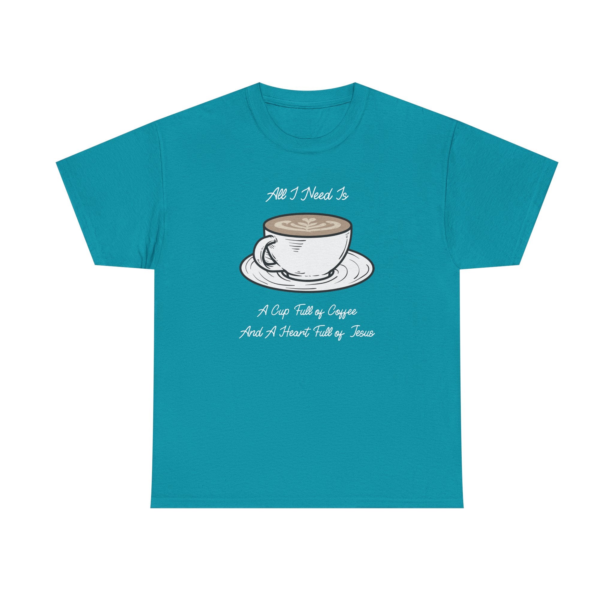 Unisex Heavy Cotton Tee with Coffee and Faith Design - Perfect for Coffee Lovers, Christians, Gifts, Casual Wear, and Everyday Comfort