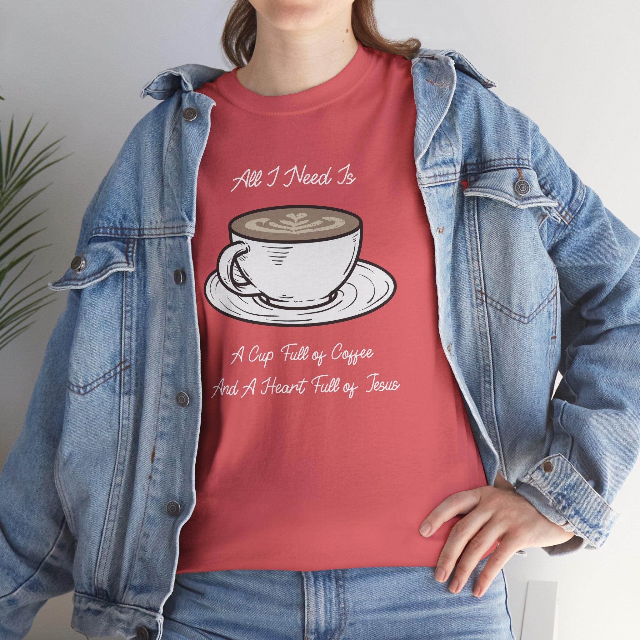 Unisex Heavy Cotton Tee with Coffee and Faith Design - Perfect for Coffee Lovers, Christians, Gifts, Casual Wear, and Everyday Comfort