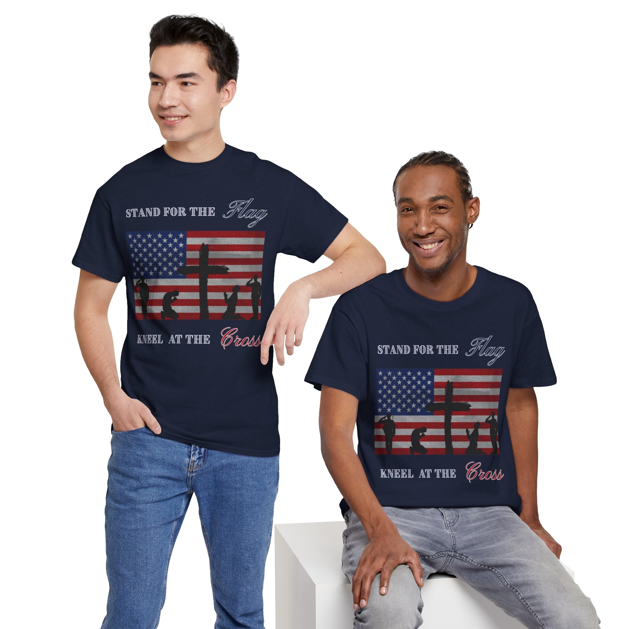 Patriotic Faith Unisex Heavy Cotton Tee, Stand for the Flag Shirt, Christian Style Tee, Independence Day Gift, Faith Based Apparel