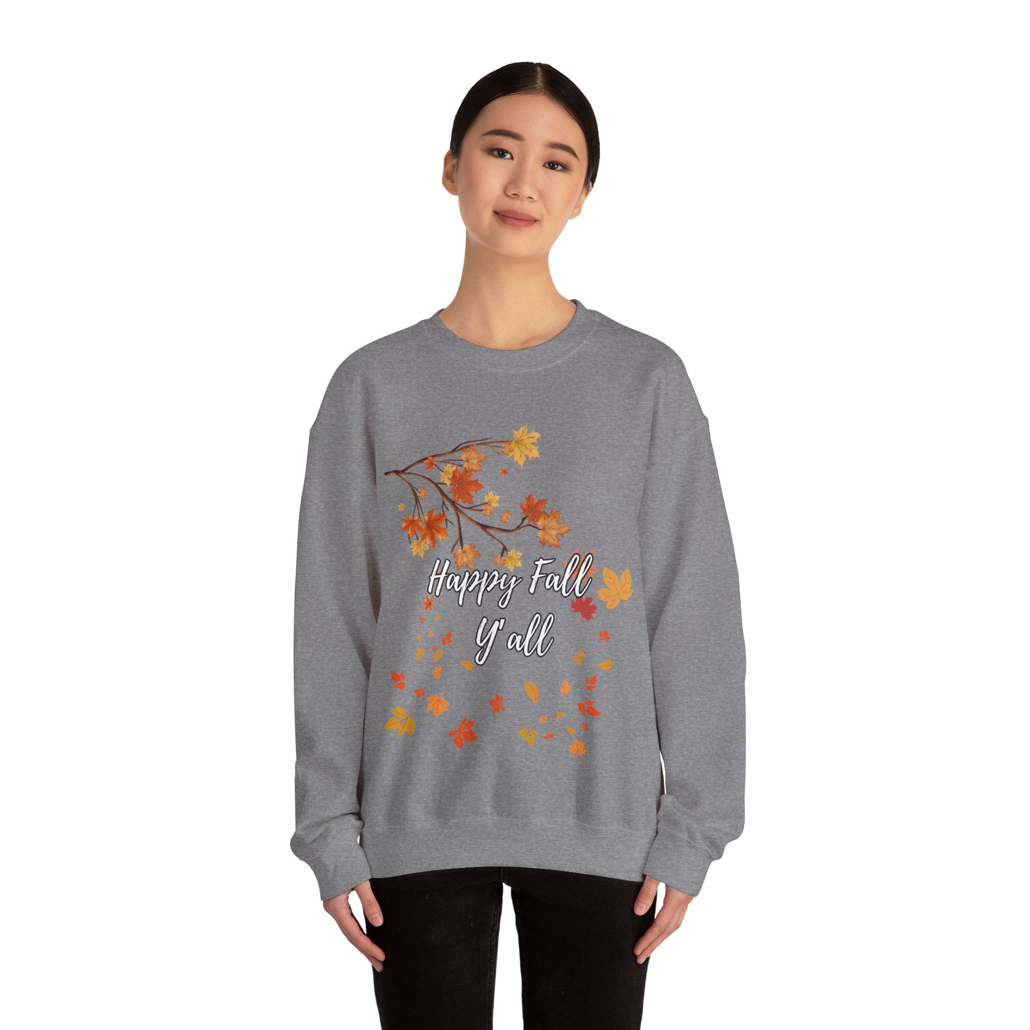 Autumn Leaves Sweatshirt, Happy Fall Y'all Crewneck, Cozy Fall Apparel, Thanksgiving Gift, Seasonal Fashion