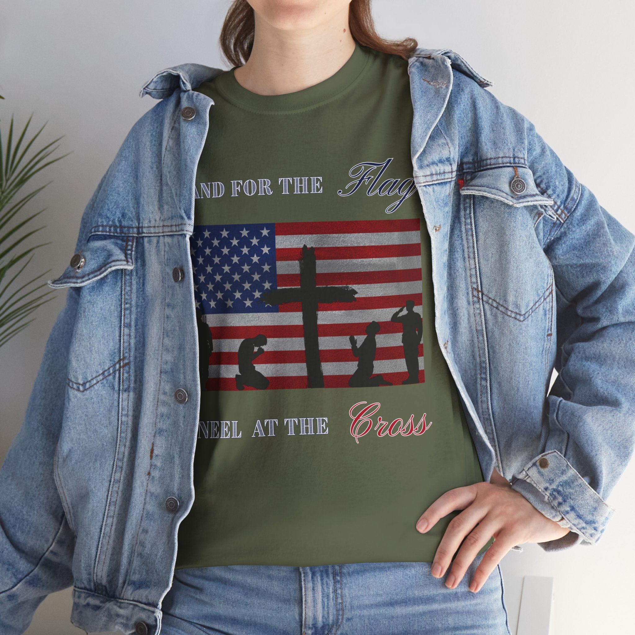 Patriotic Faith Unisex Heavy Cotton Tee, Stand for the Flag Shirt, Christian Style Tee, Independence Day Gift, Faith Based Apparel