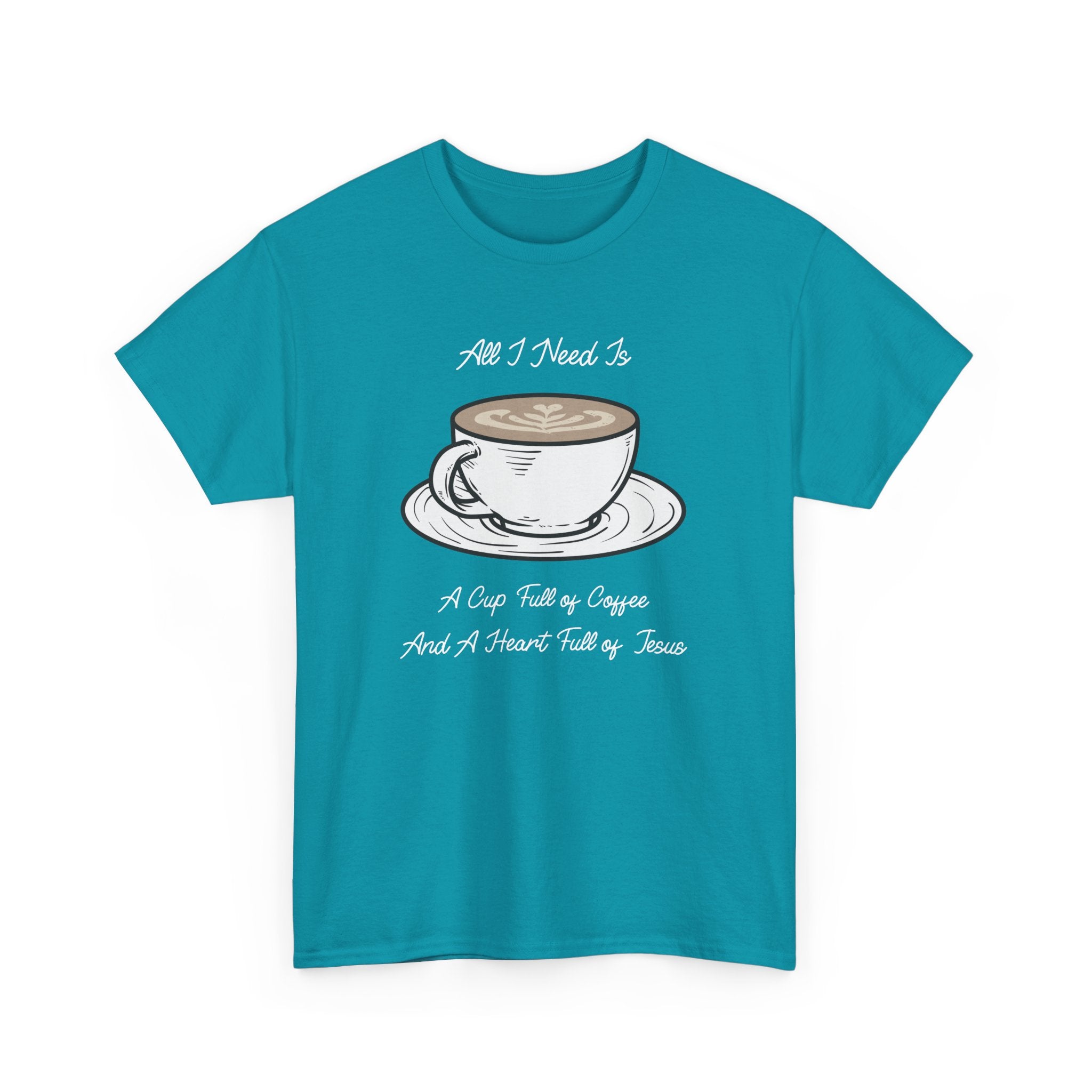 Unisex Heavy Cotton Tee with Coffee and Faith Design - Perfect for Coffee Lovers, Christians, Gifts, Casual Wear, and Everyday Comfort