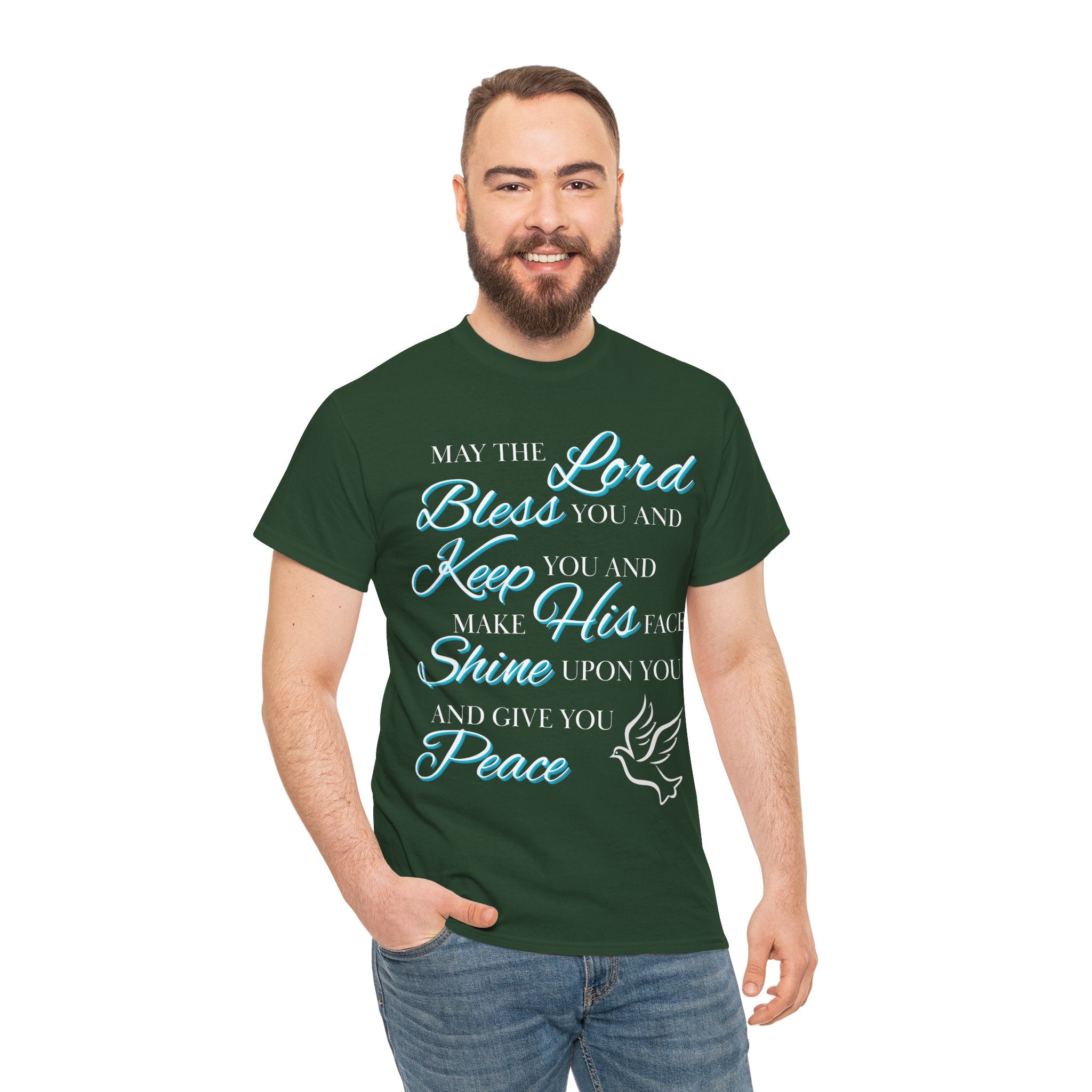 May The Lord Bless You and Keep You Faith-Inspired Unisex Heavy Cotton Tee, Inspirational Graphic Shirt, Christian Gift, Casual Wear, Spiritual Comfort, Religious Apparel