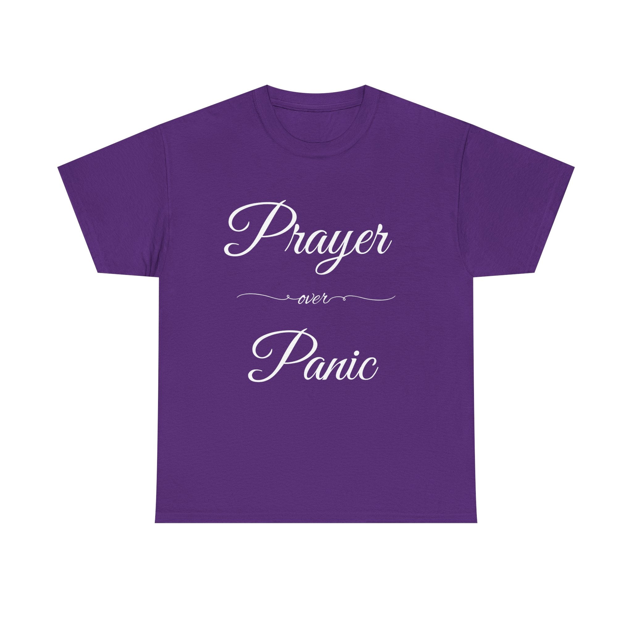 Prayer Over Panic Unisex Heavy Cotton Tee - Spiritual Comfort Shirt, Thoughtful Gift for Faith Lovers, Relaxed Style for Everyday Wear