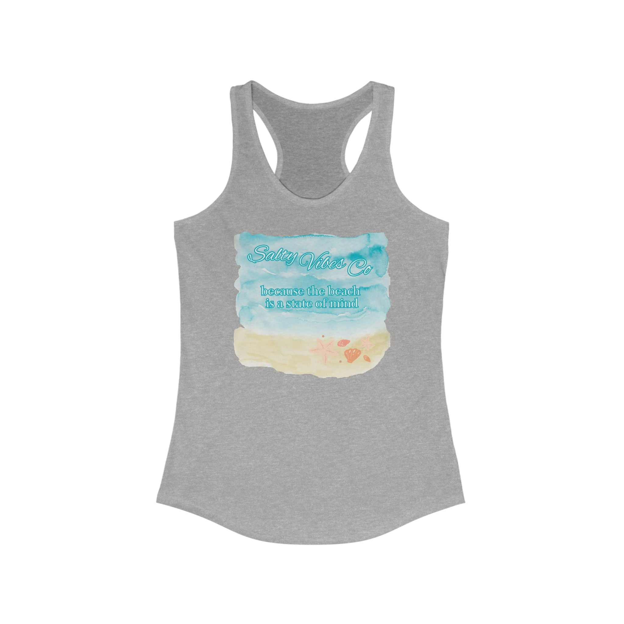 Beach Vibes Racerback Tank Top, Summer Workout Tee, Casual Beachwear, Vacation Clothing, Women's Fitness Shirt