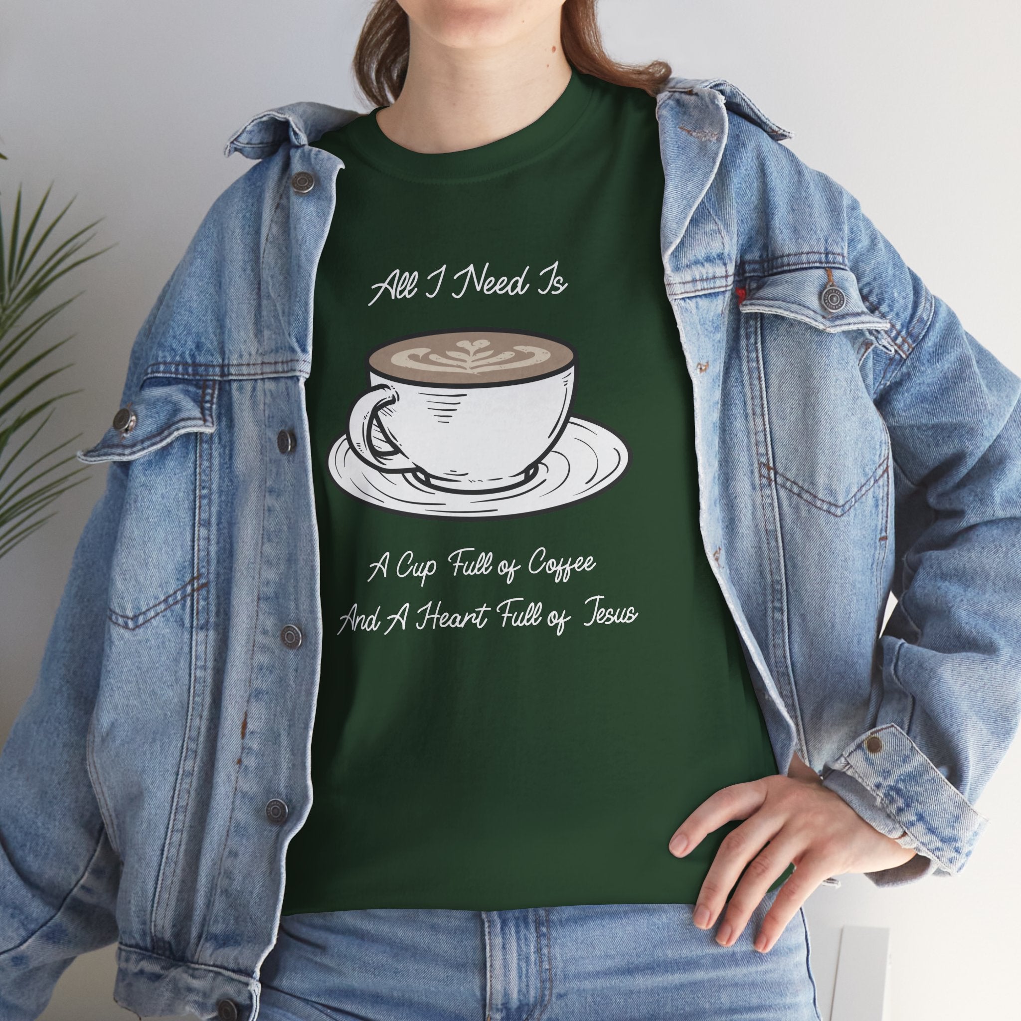 Unisex Heavy Cotton Tee with Coffee and Faith Design - Perfect for Coffee Lovers, Christians, Gifts, Casual Wear, and Everyday Comfort