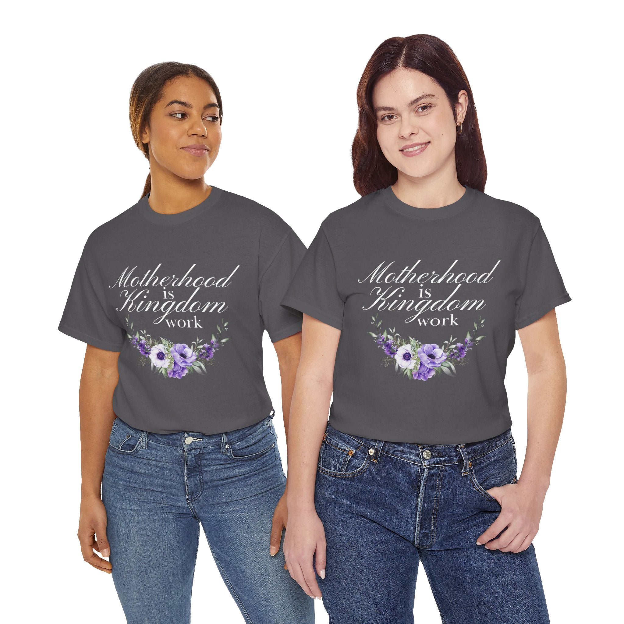 Motherhood is Kingdom Work Unisex Tee - Celebrate Motherhood, Gift for Moms, Cute Floral Design, Relaxed Fit, Everyday Wear