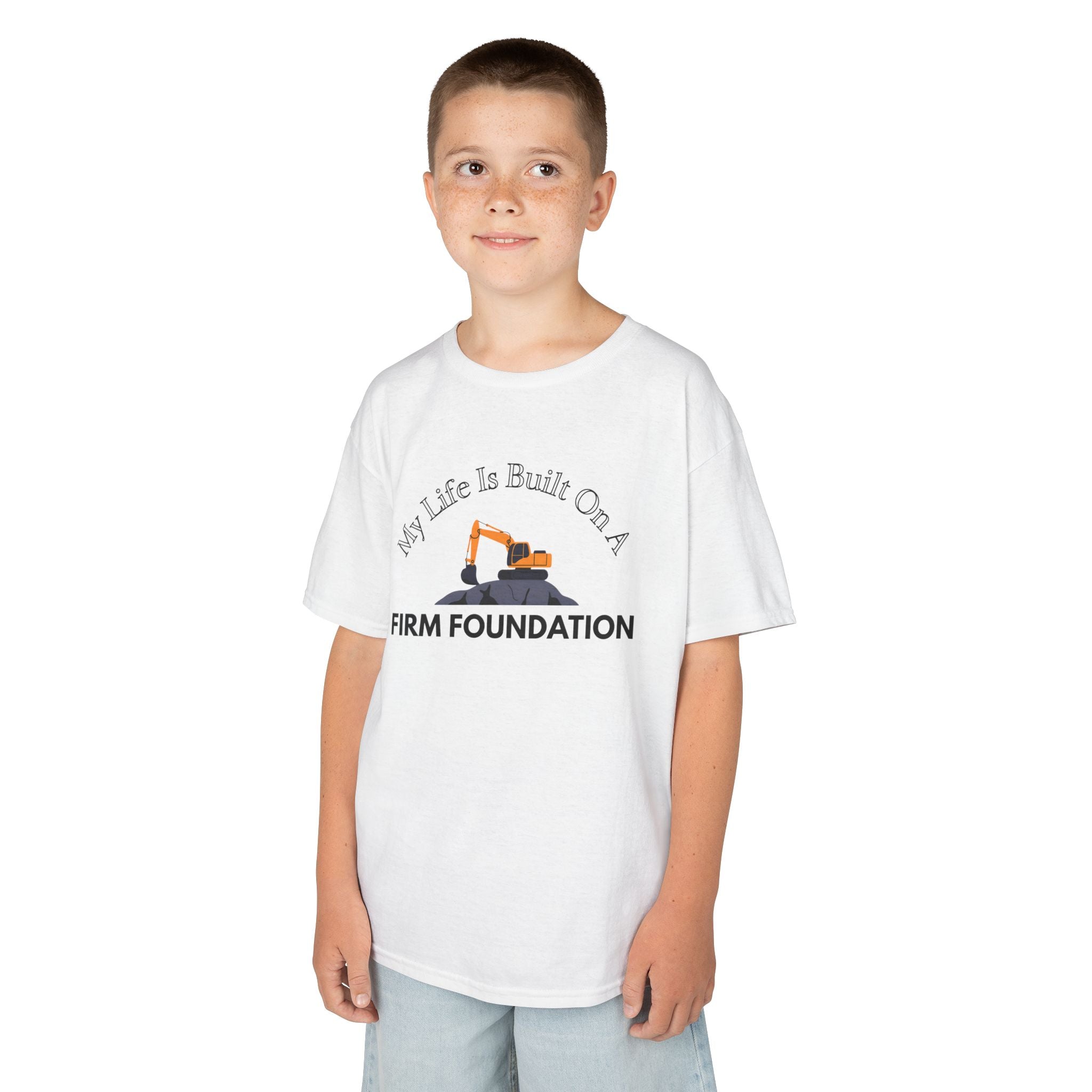 Kids Tee - My Life is Built on a Firm Foundation Construction Image