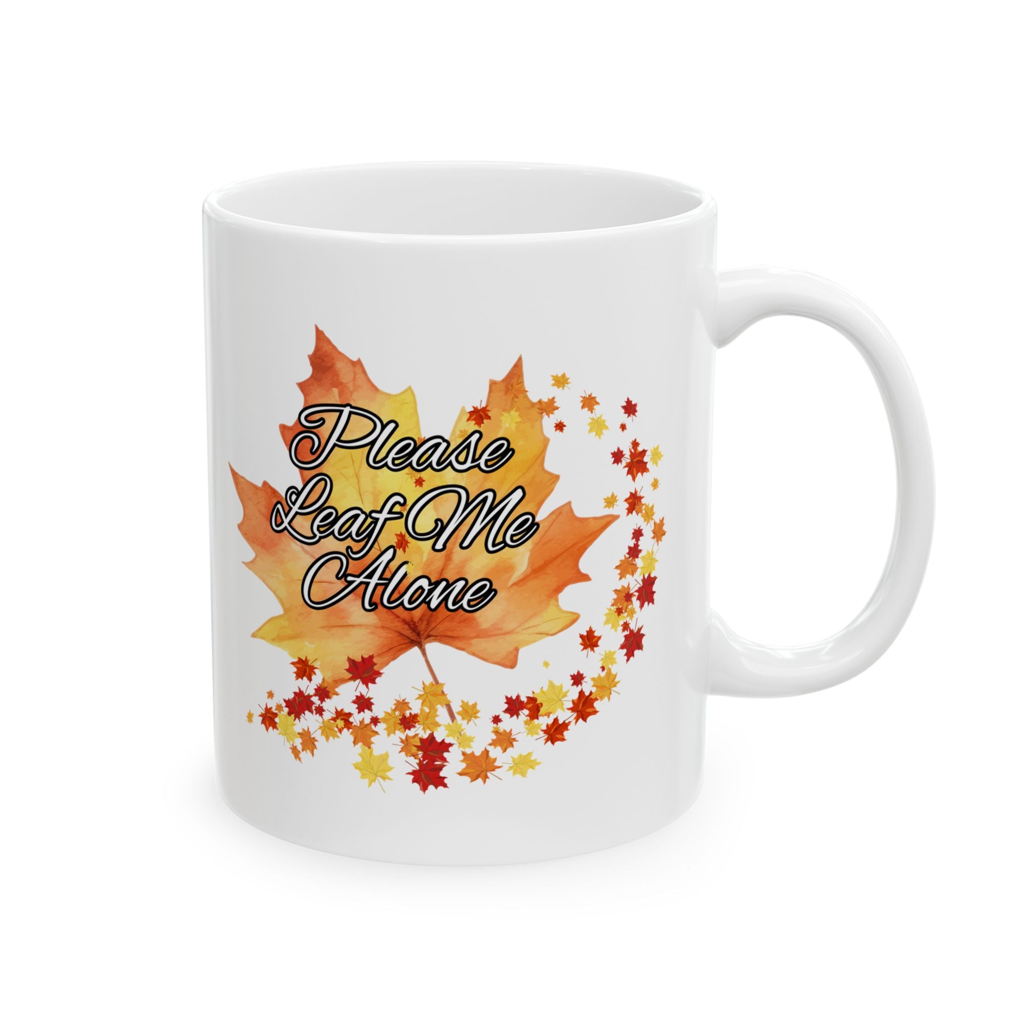 Please Leaf Me Alone Ceramic Mug | Fall Coffee Cup | Seasonal Gift | Cozy Home Decor | Coffee Lover's Essential | Thanksgiving Decor | 11oz, 15oz