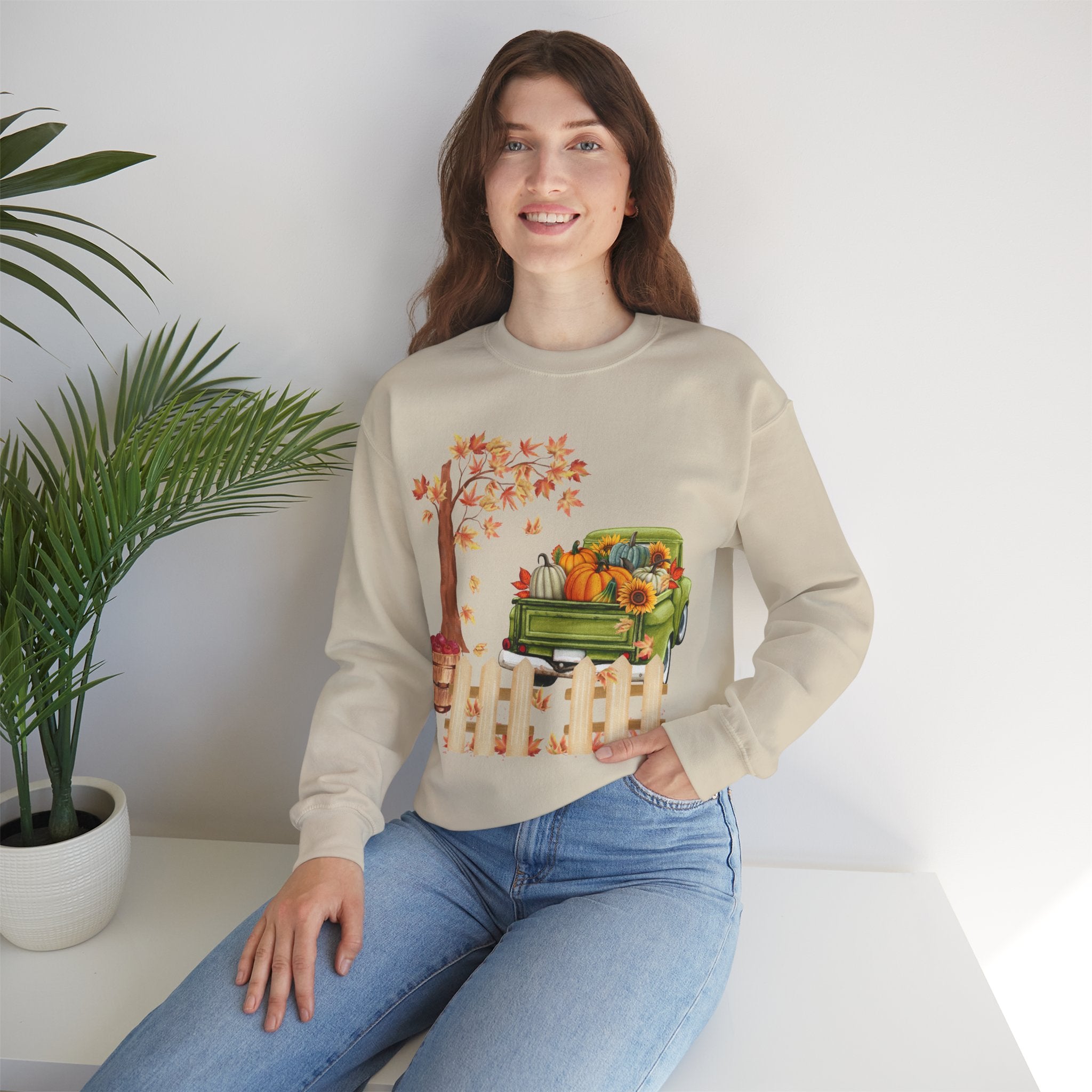 Autumn Vibes Crewneck Sweatshirt – Cozy Fall Apparel, Pumpkin Decor, Harvest Festival Fashion, Unisex Sweatshirt, Seasonal Layering