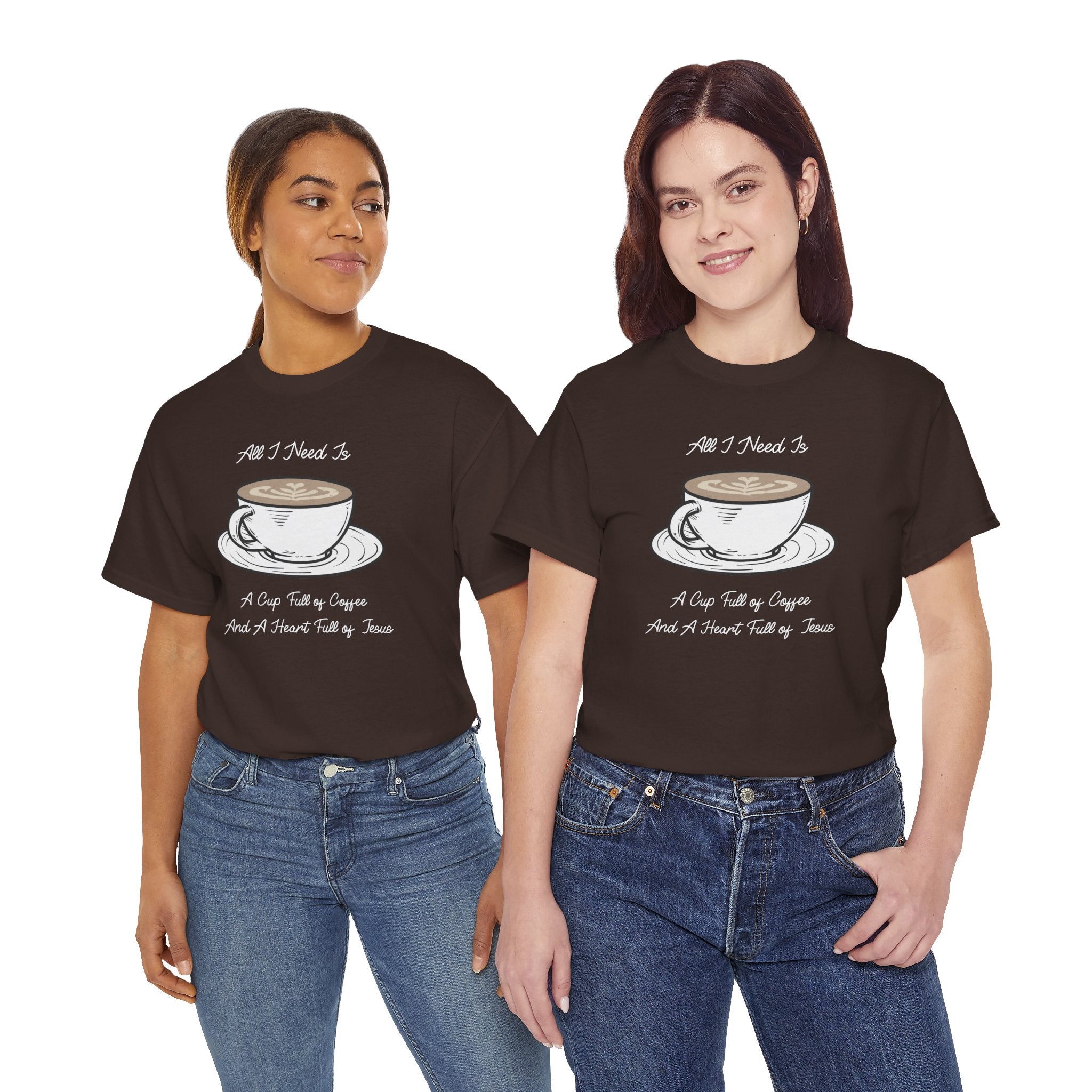 Unisex Heavy Cotton Tee with Coffee and Faith Design - Perfect for Coffee Lovers, Christians, Gifts, Casual Wear, and Everyday Comfort
