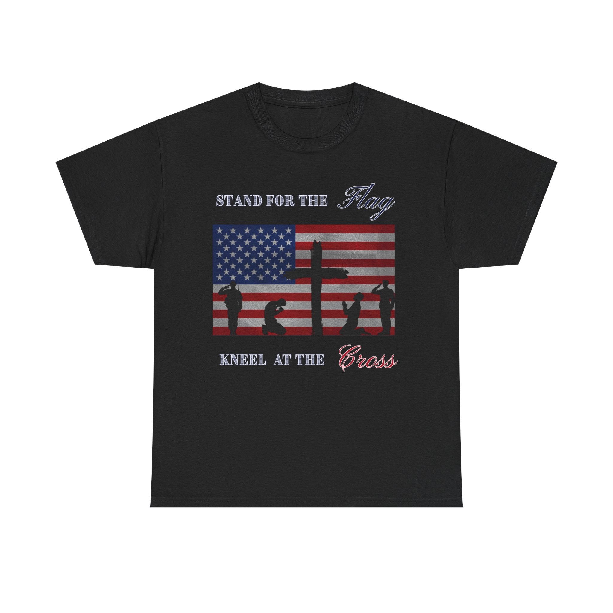Patriotic Faith Unisex Heavy Cotton Tee, Stand for the Flag Shirt, Christian Style Tee, Independence Day Gift, Faith Based Apparel