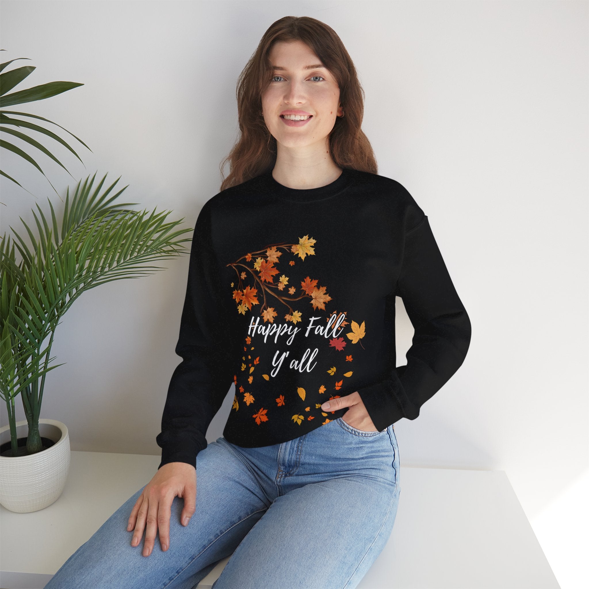 Autumn Leaves Sweatshirt, Happy Fall Y'all Crewneck, Cozy Fall Apparel, Thanksgiving Gift, Seasonal Fashion