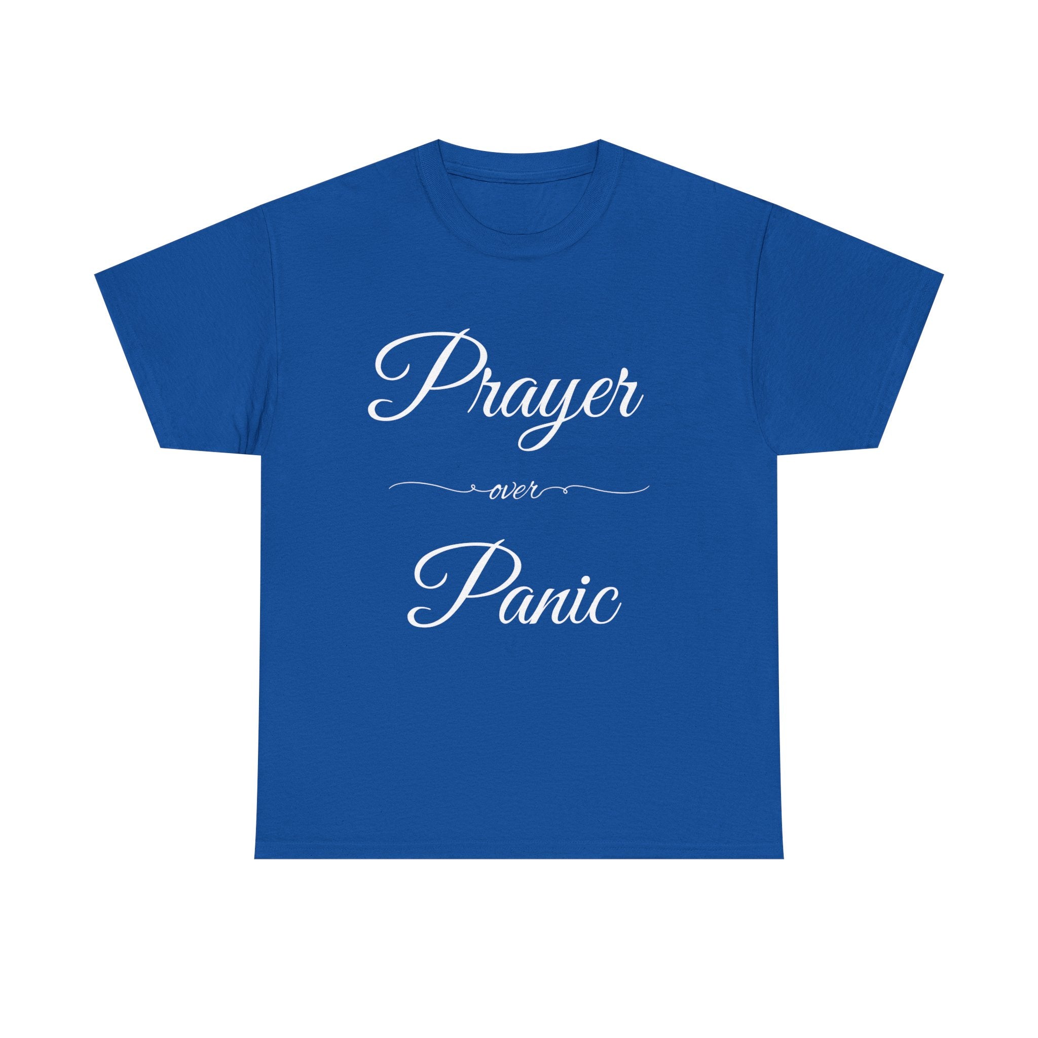 Prayer Over Panic Unisex Heavy Cotton Tee - Spiritual Comfort Shirt, Thoughtful Gift for Faith Lovers, Relaxed Style for Everyday Wear