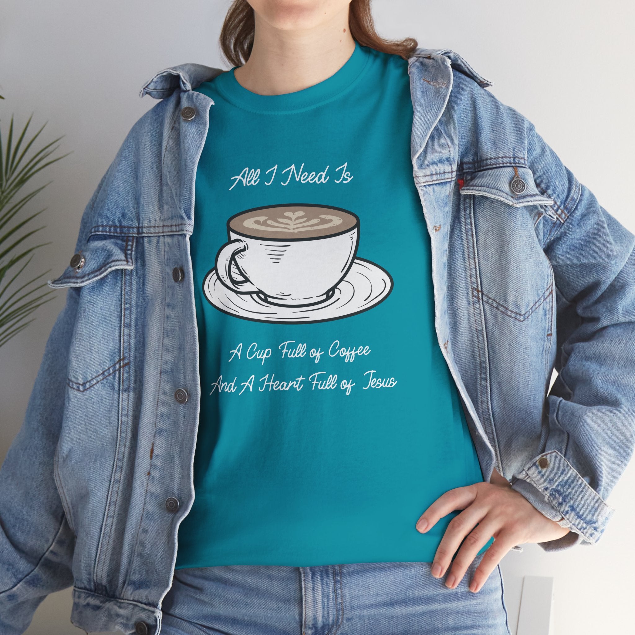 Unisex Heavy Cotton Tee with Coffee and Faith Design - Perfect for Coffee Lovers, Christians, Gifts, Casual Wear, and Everyday Comfort