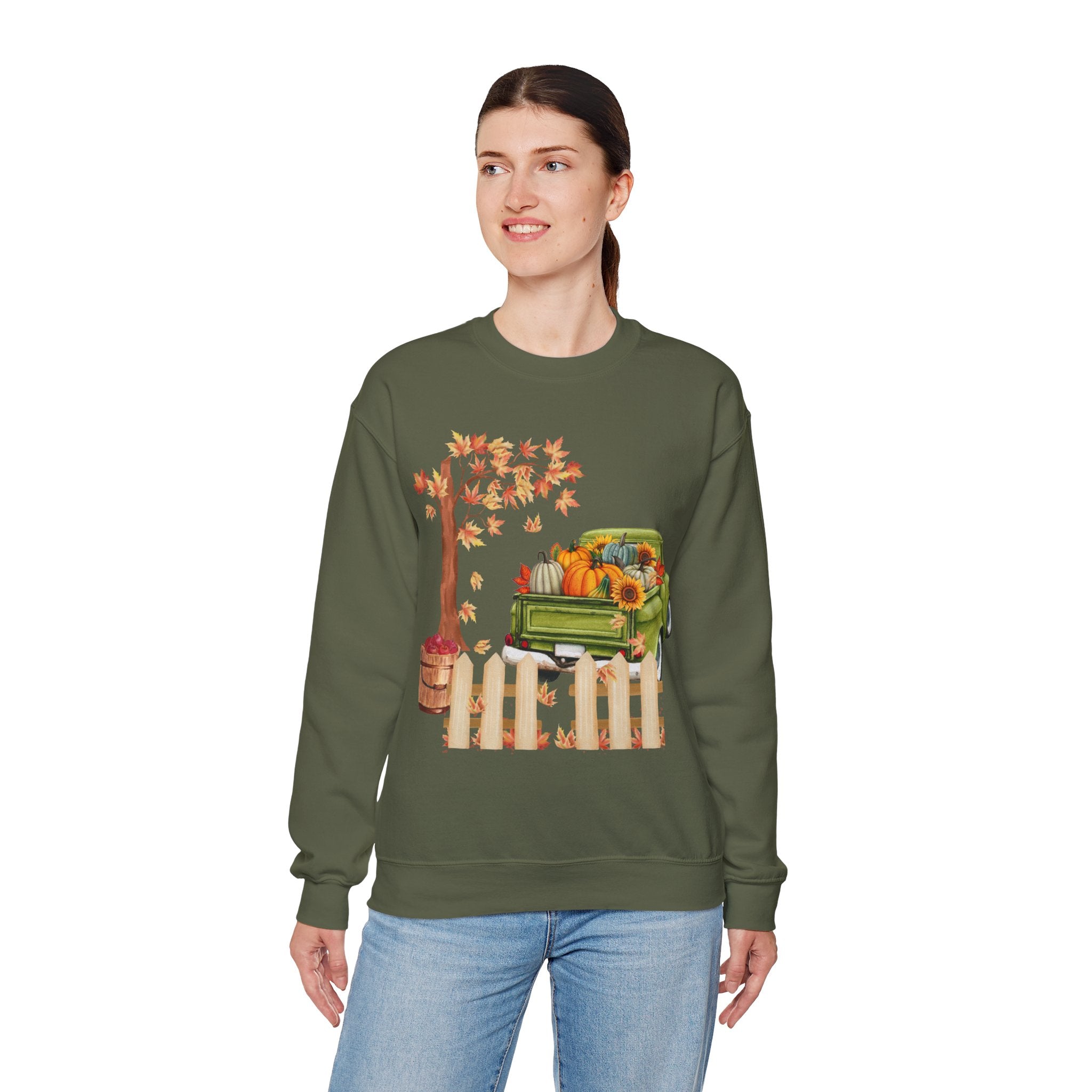 Autumn Vibes Crewneck Sweatshirt – Cozy Fall Apparel, Pumpkin Decor, Harvest Festival Fashion, Unisex Sweatshirt, Seasonal Layering