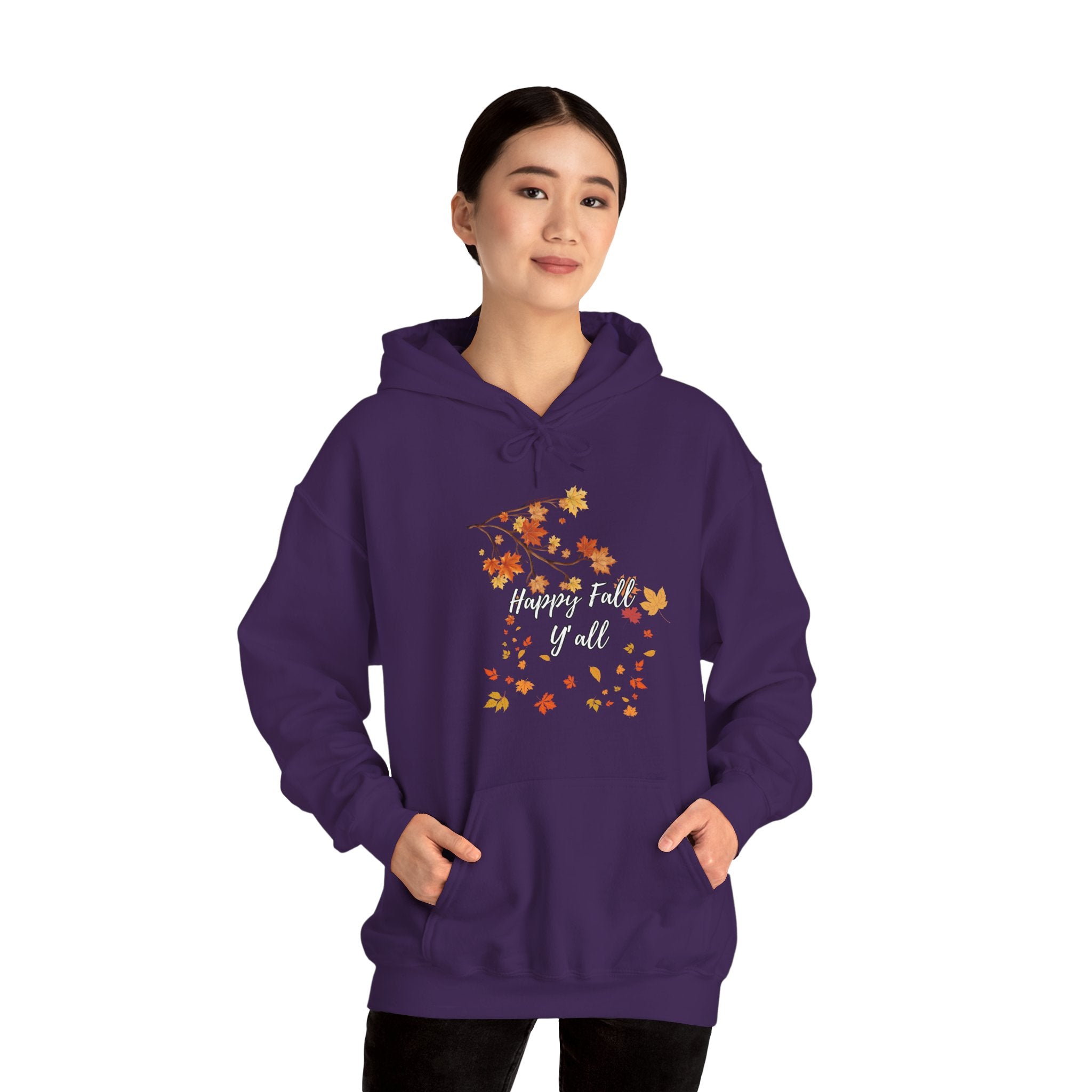 Happy Fall Y'all Hoodie - Cozy Unisex Sweatshirt for Autumn, Thanksgiving Gift, Seasonal Wear, Fall Fashion, Leaf Design