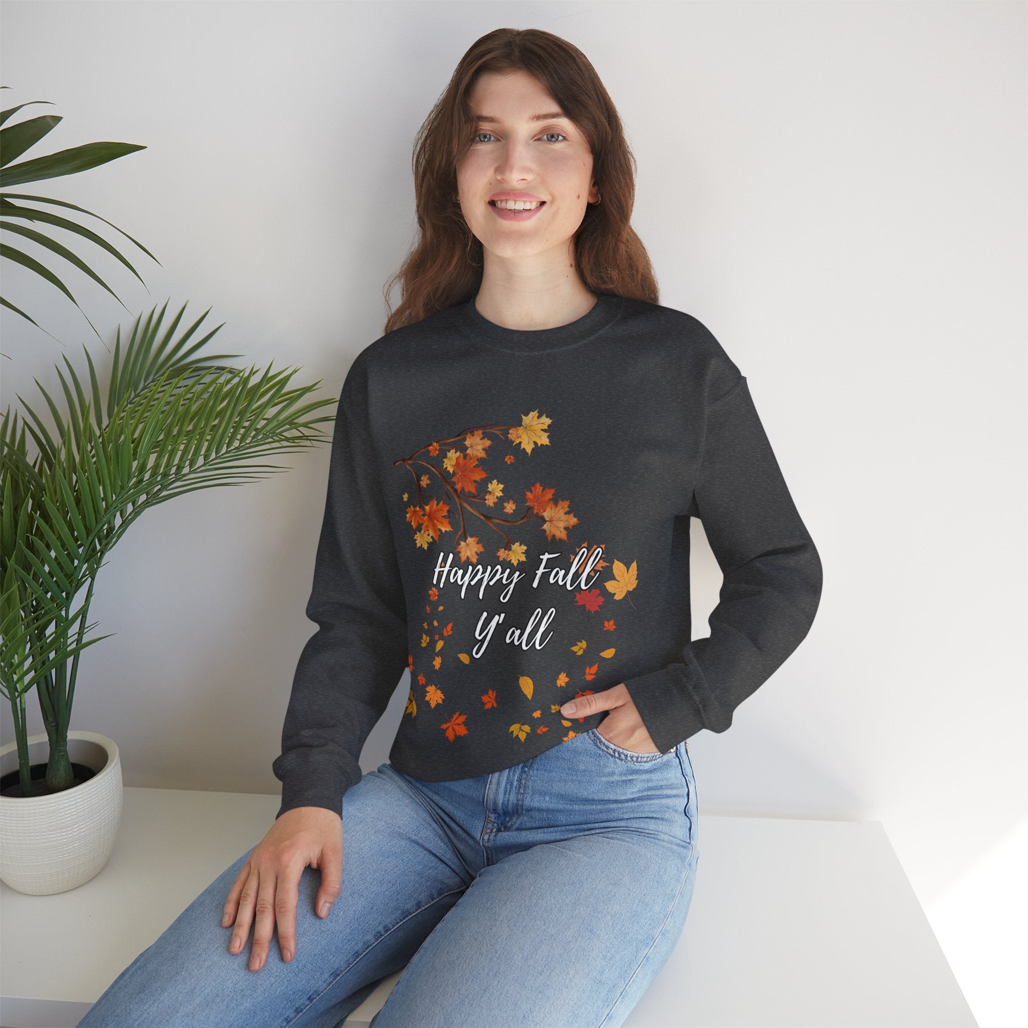 Autumn Leaves Sweatshirt, Happy Fall Y'all Crewneck, Cozy Fall Apparel, Thanksgiving Gift, Seasonal Fashion