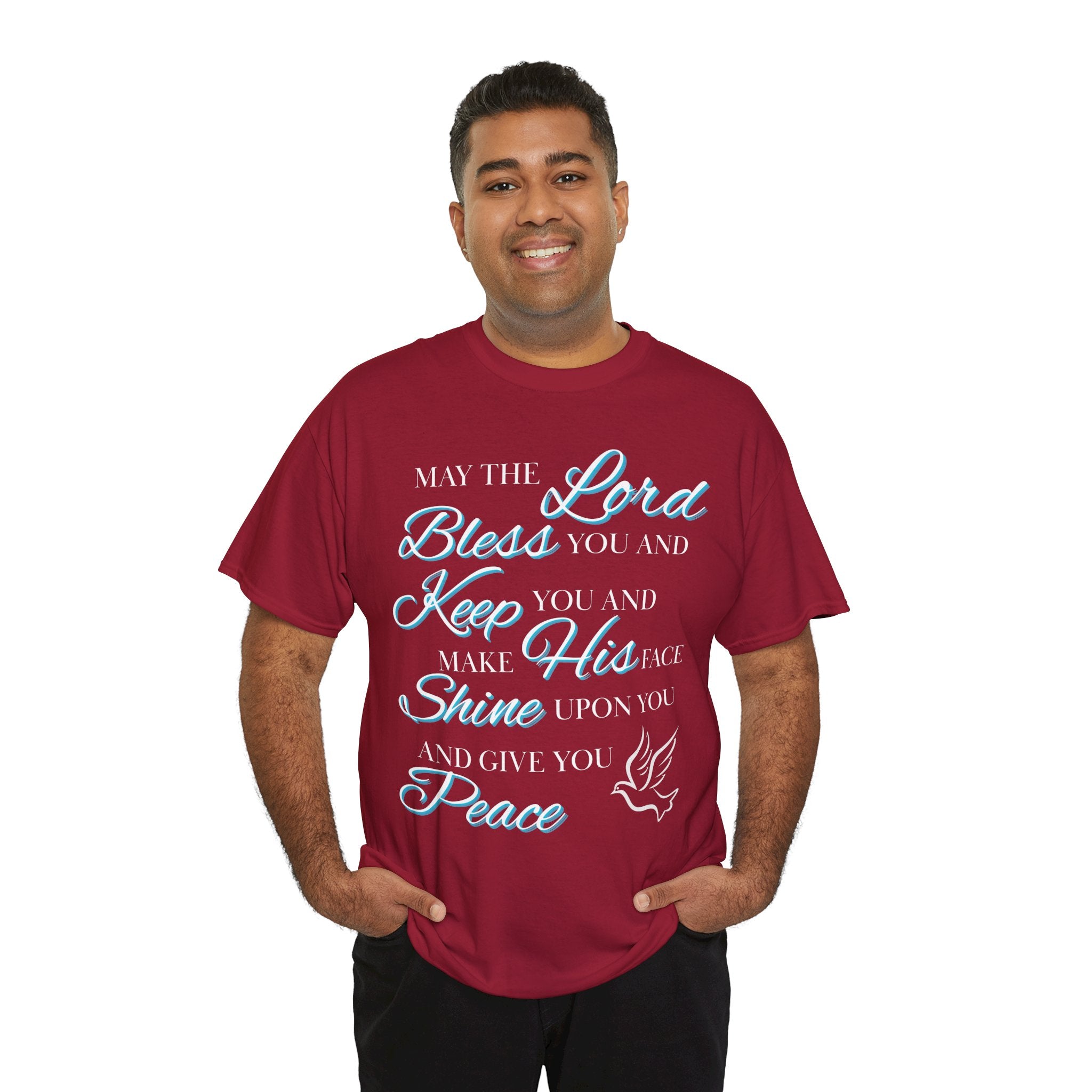 May The Lord Bless You and Keep You Faith-Inspired Unisex Heavy Cotton Tee, Inspirational Graphic Shirt, Christian Gift, Casual Wear, Spiritual Comfort, Religious Apparel