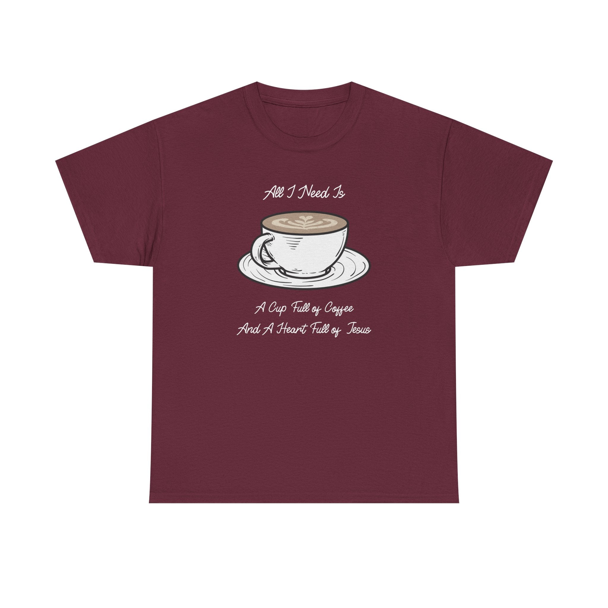 Unisex Heavy Cotton Tee with Coffee and Faith Design - Perfect for Coffee Lovers, Christians, Gifts, Casual Wear, and Everyday Comfort
