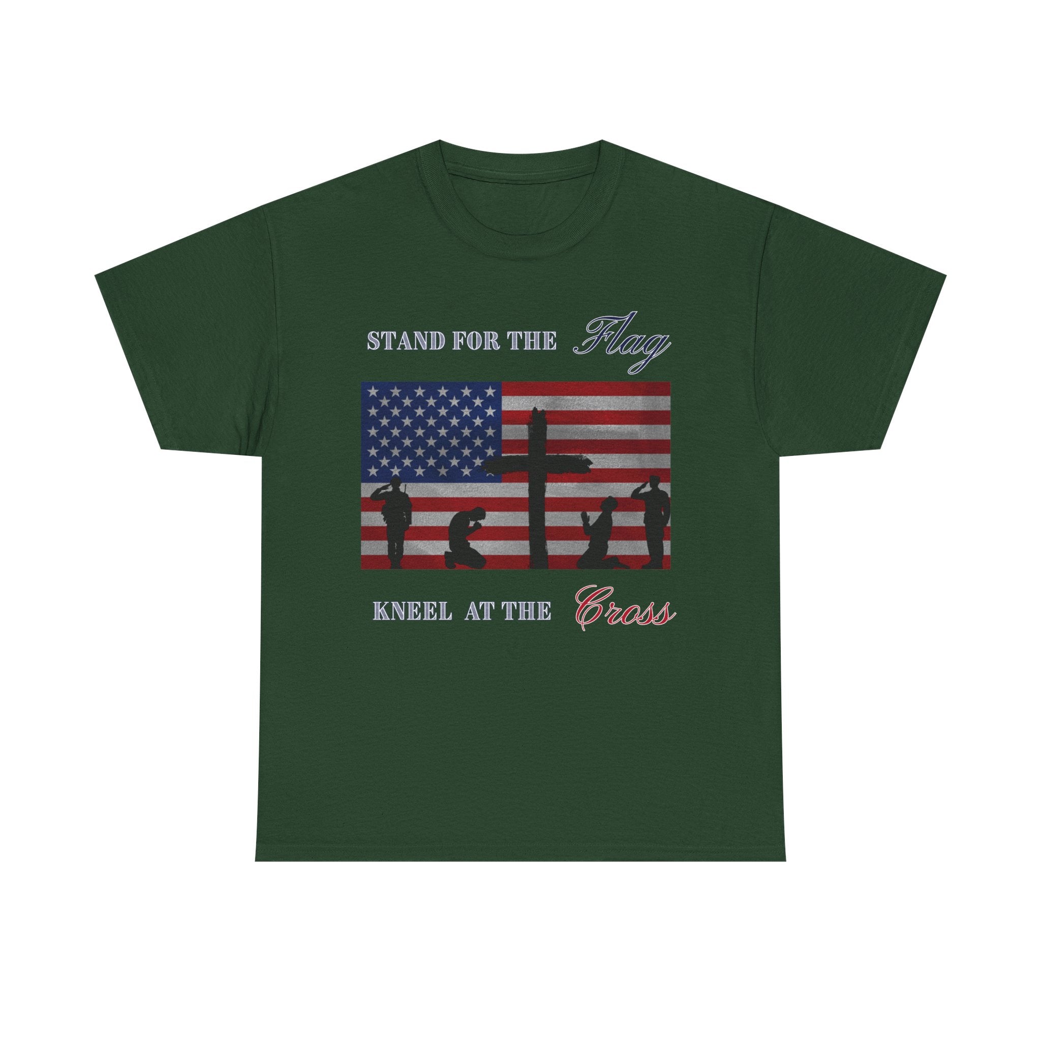 Patriotic Faith Unisex Heavy Cotton Tee, Stand for the Flag Shirt, Christian Style Tee, Independence Day Gift, Faith Based Apparel