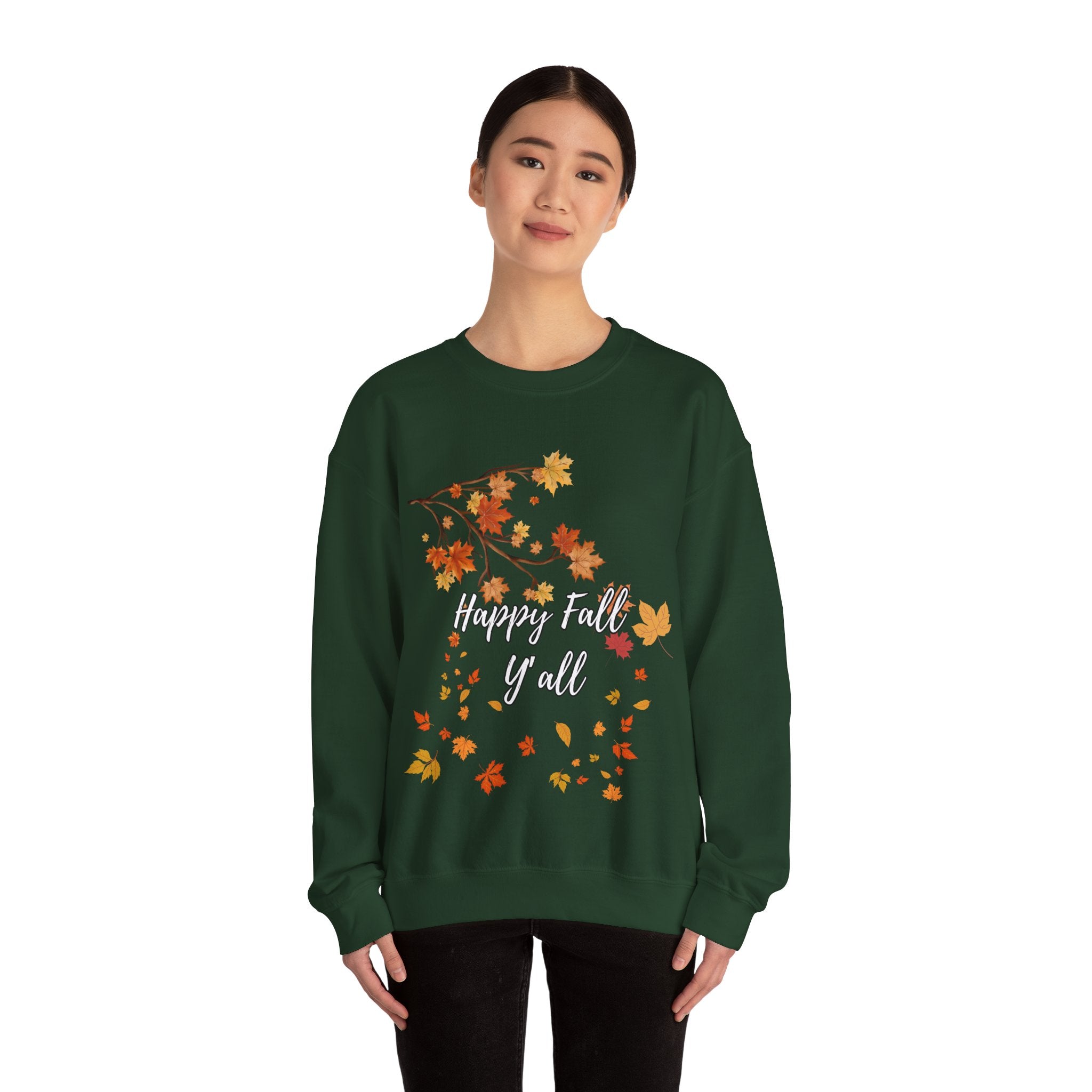 Autumn Leaves Sweatshirt, Happy Fall Y'all Crewneck, Cozy Fall Apparel, Thanksgiving Gift, Seasonal Fashion