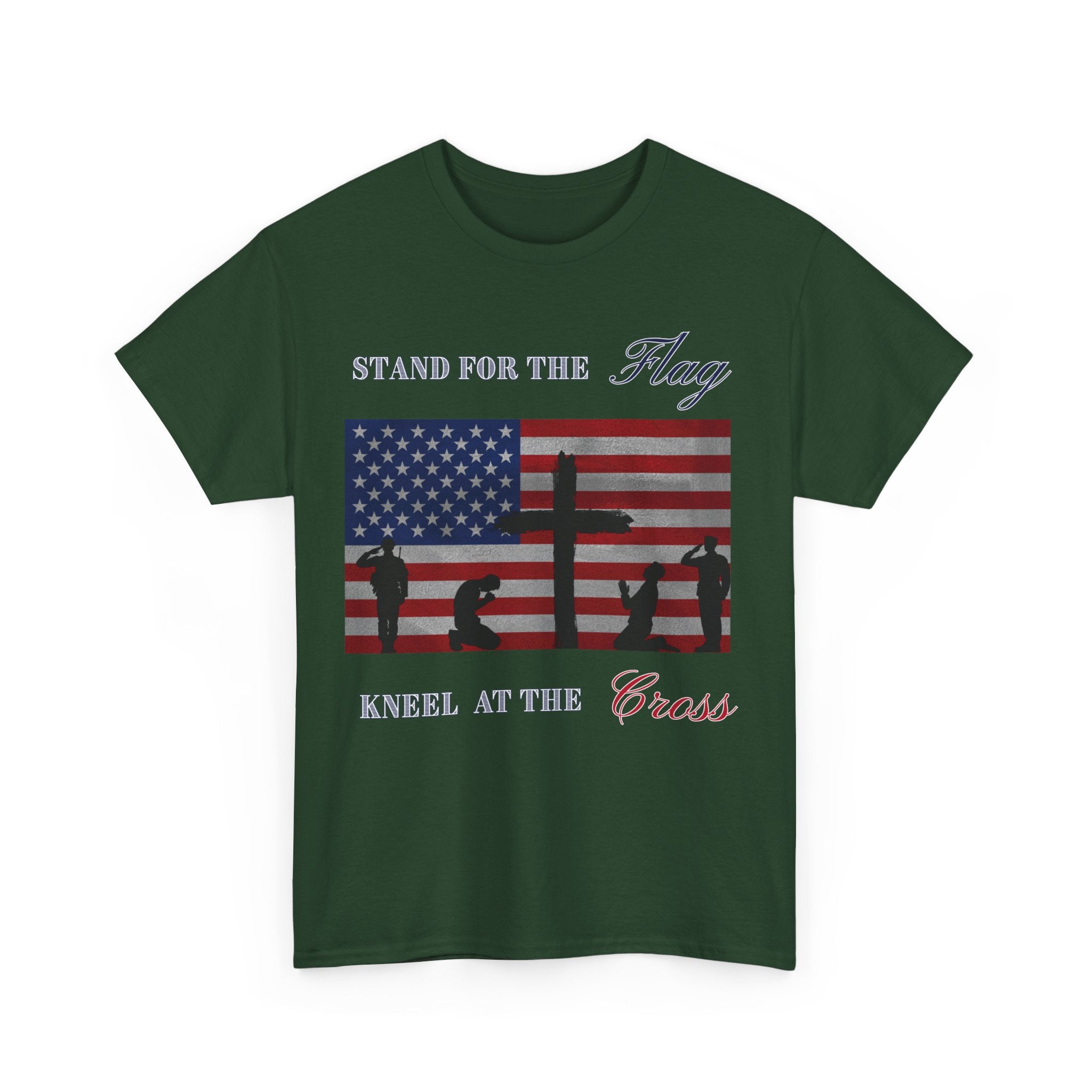 Patriotic Faith Unisex Heavy Cotton Tee, Stand for the Flag Shirt, Christian Style Tee, Independence Day Gift, Faith Based Apparel