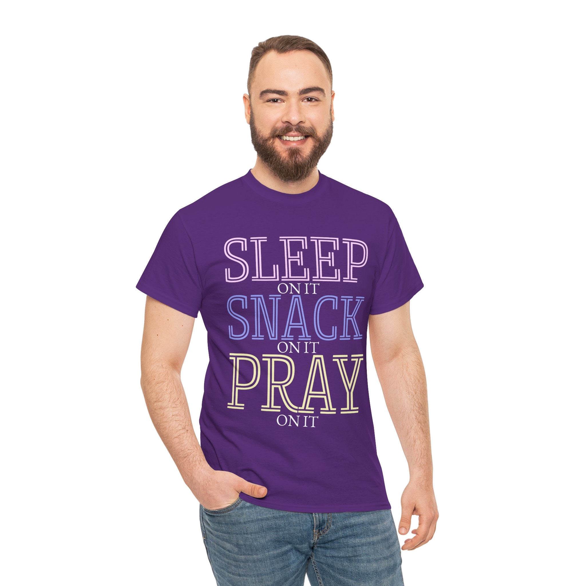 Sleep, Snack, Pray Unisex Tee - Casual Cotton Shirt for Comfort Lovers, Great for Relaxing, Gifts, Everyday Wear, Self-Care