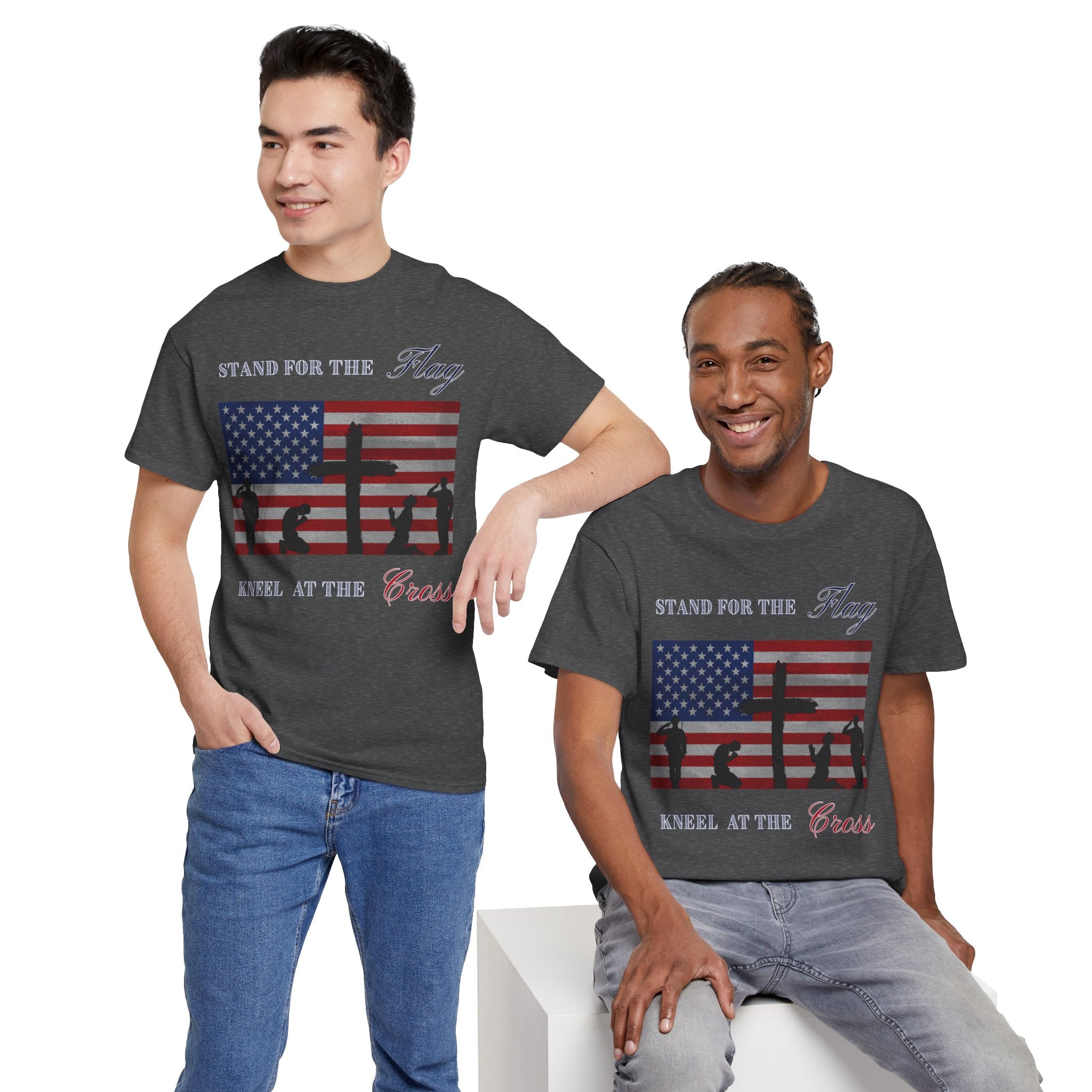 Patriotic Faith Unisex Heavy Cotton Tee, Stand for the Flag Shirt, Christian Style Tee, Independence Day Gift, Faith Based Apparel