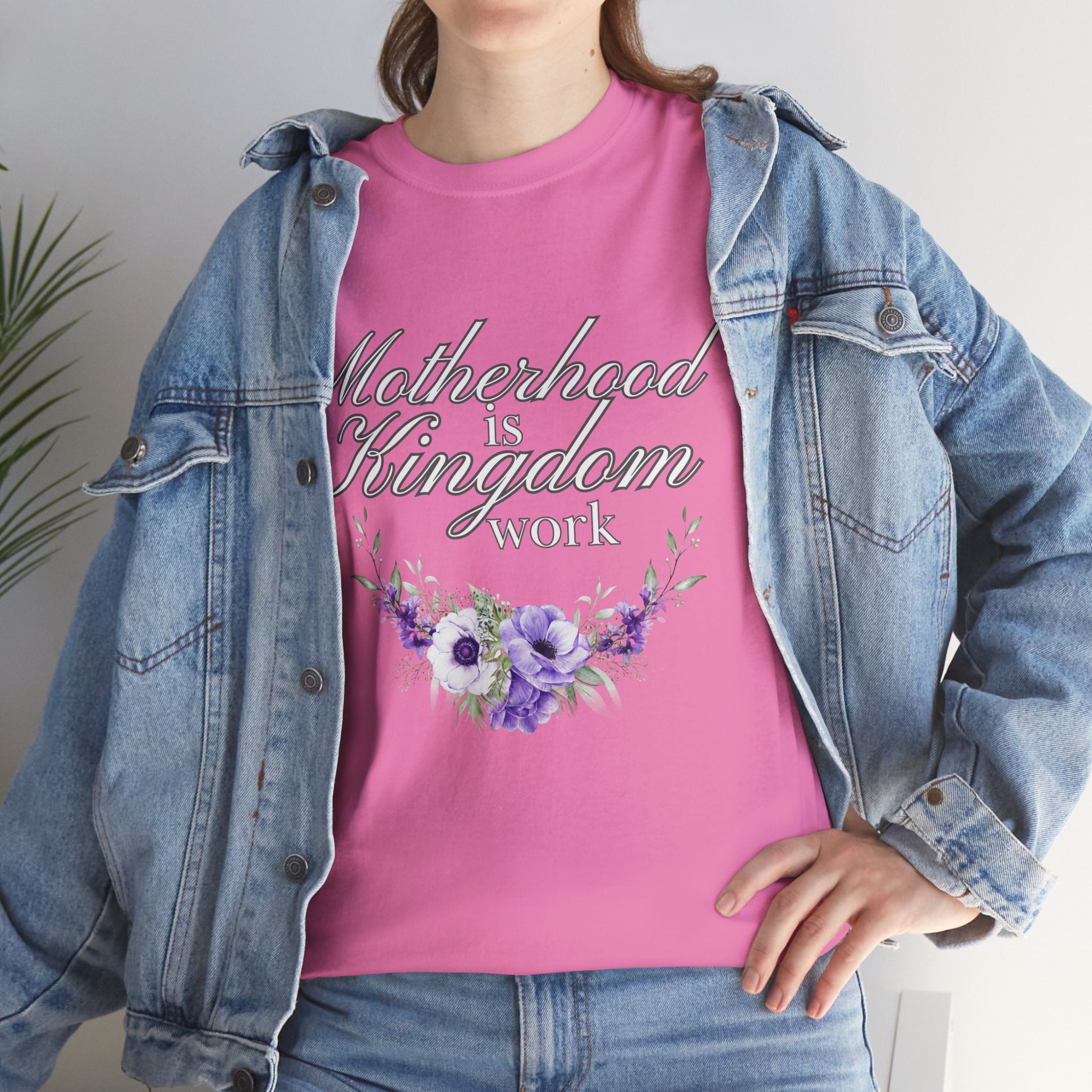 Motherhood is Kingdom Work Unisex Tee - Celebrate Motherhood, Gift for Moms, Cute Floral Design, Relaxed Fit, Everyday Wear