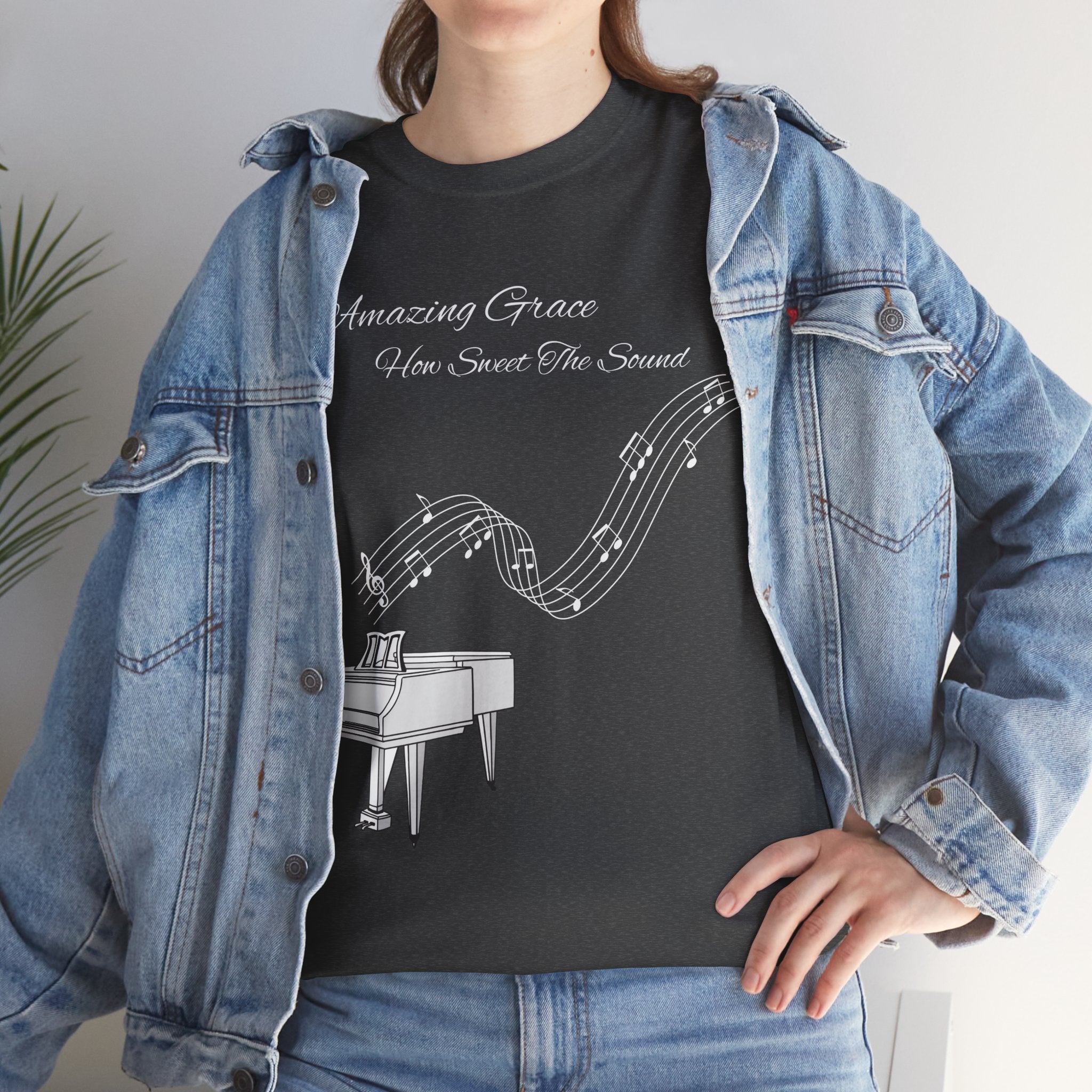 Music Lover's Unisex Tee - Amazing Grace Design, Perfect Gift for Musicians, Casual Wear, Music Event Shirt, Piano Lovers Top