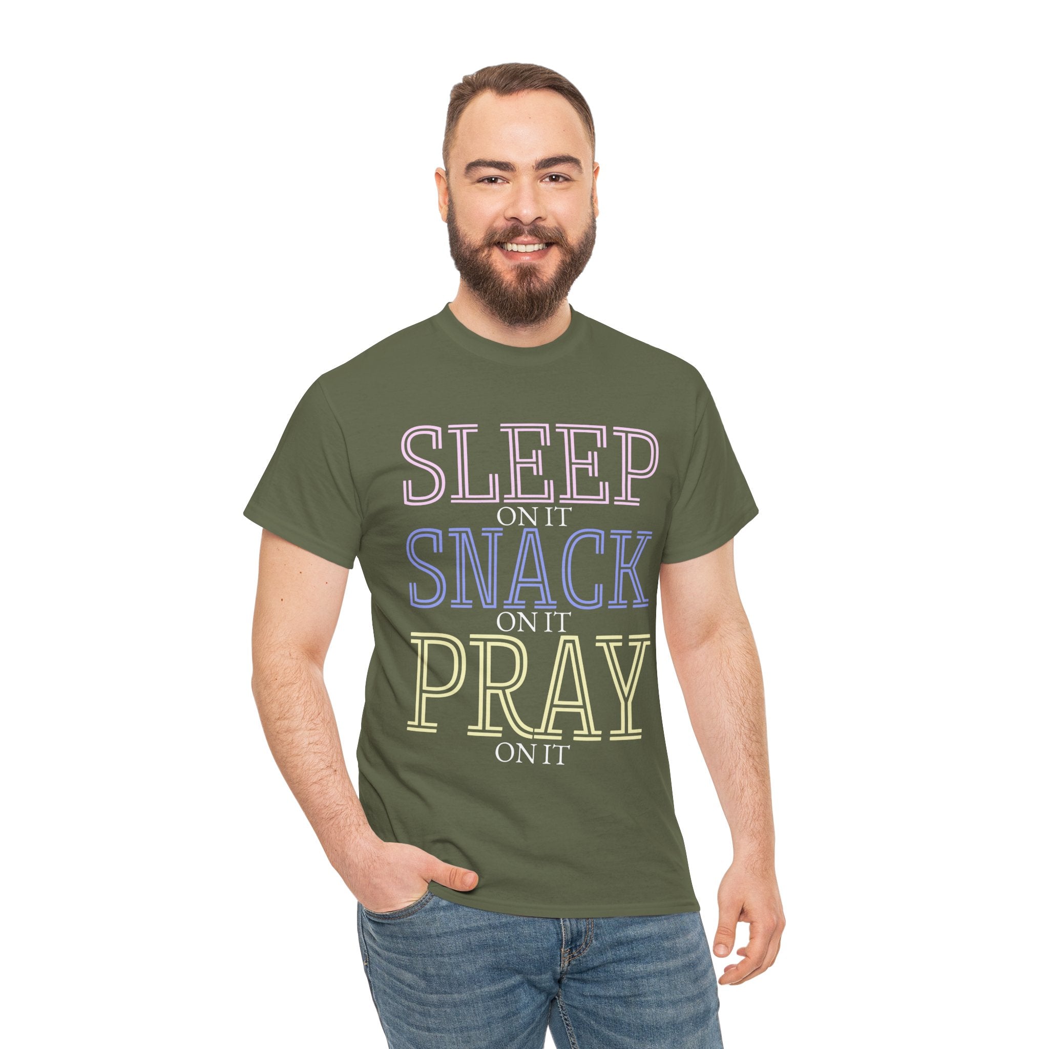 Sleep, Snack, Pray Unisex Tee - Casual Cotton Shirt for Comfort Lovers, Great for Relaxing, Gifts, Everyday Wear, Self-Care