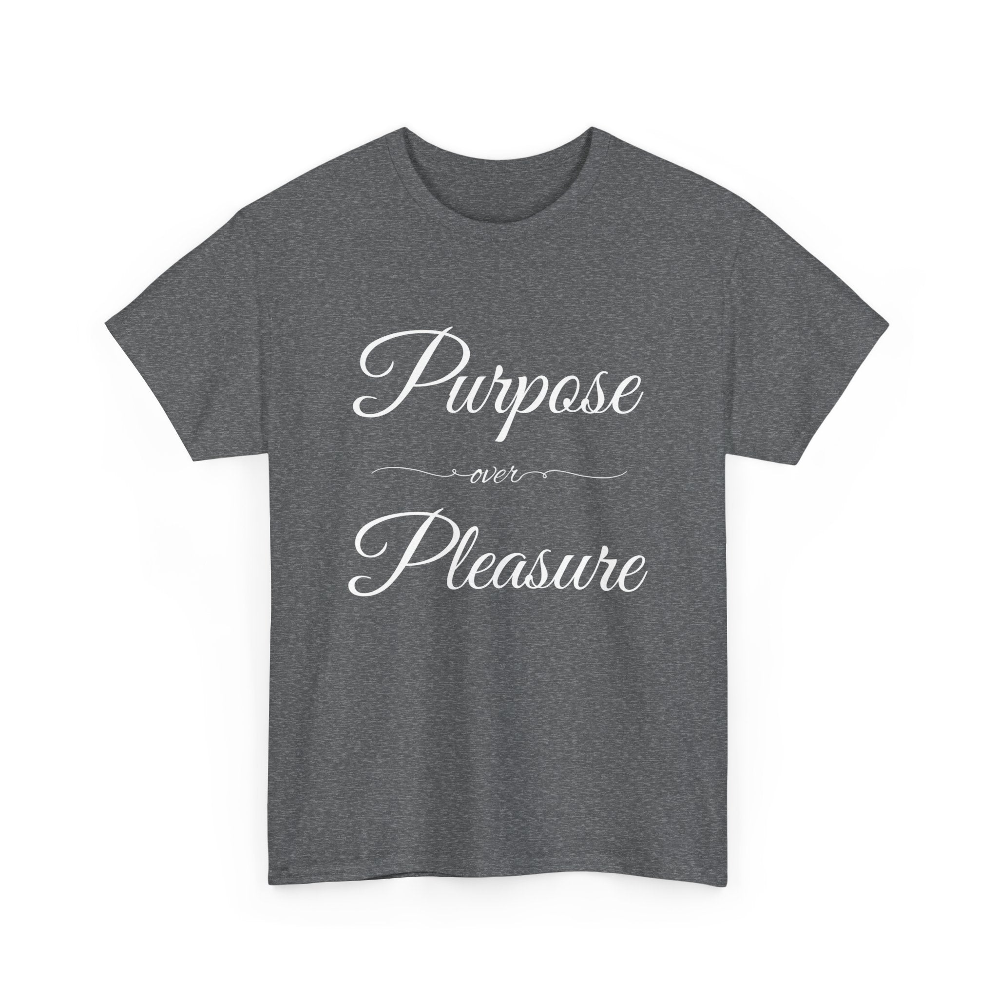 Purpose Over Pleasure Unisex Heavy Cotton Tee, Casual Wear, Gifts for Her, Birthday Present, Motivational T-Shirt, Everyday Comfort