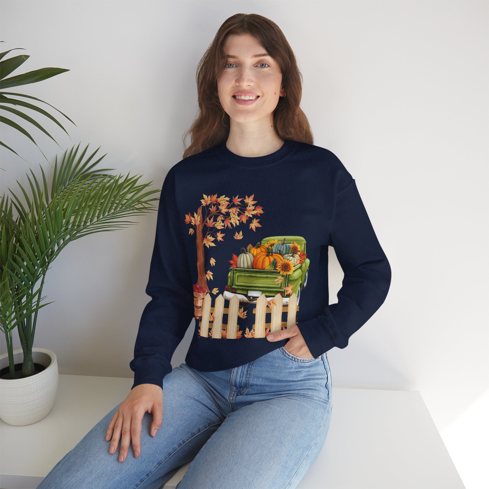 Autumn Vibes Crewneck Sweatshirt – Cozy Fall Apparel, Pumpkin Decor, Harvest Festival Fashion, Unisex Sweatshirt, Seasonal Layering