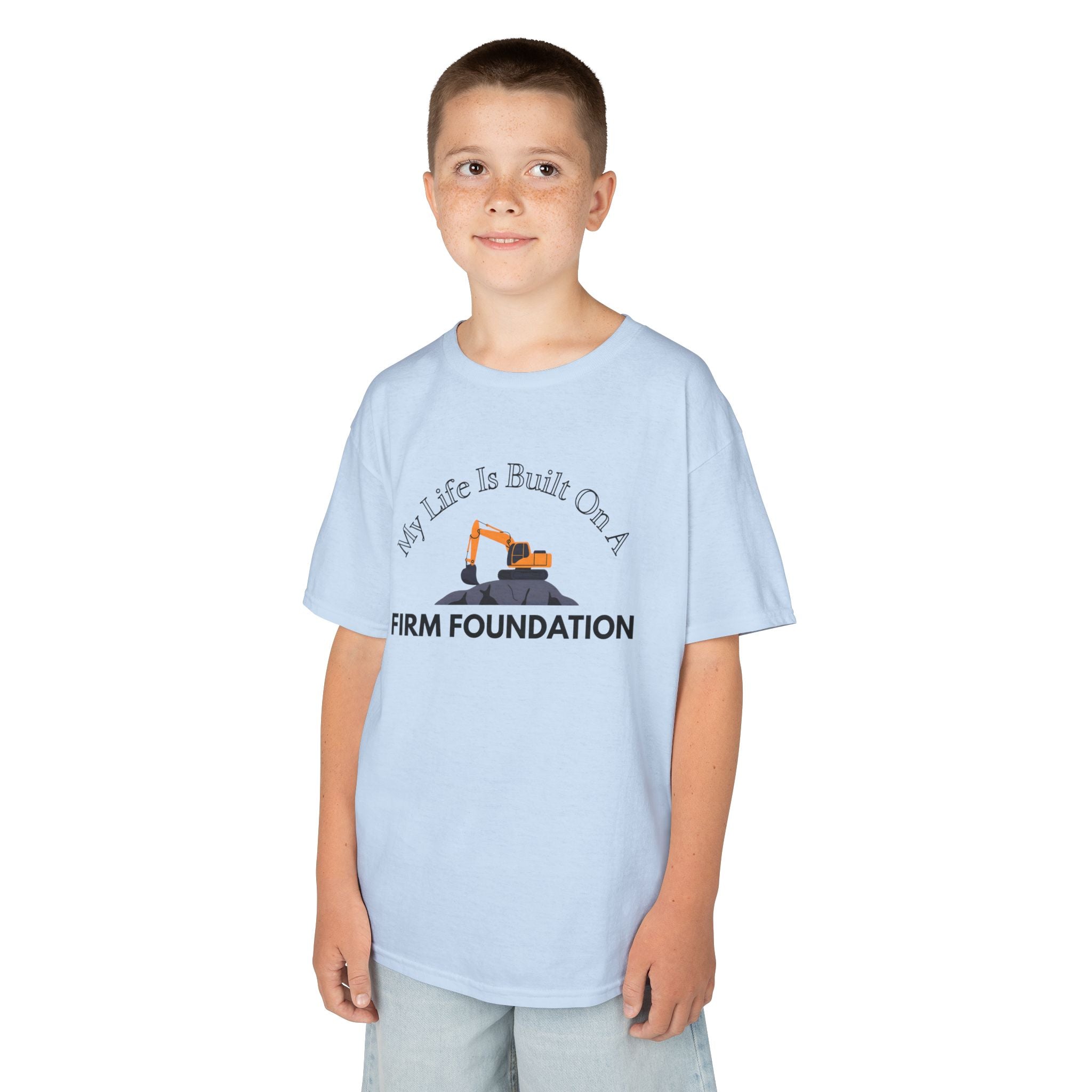 Kids Tee - My Life is Built on a Firm Foundation Construction Image