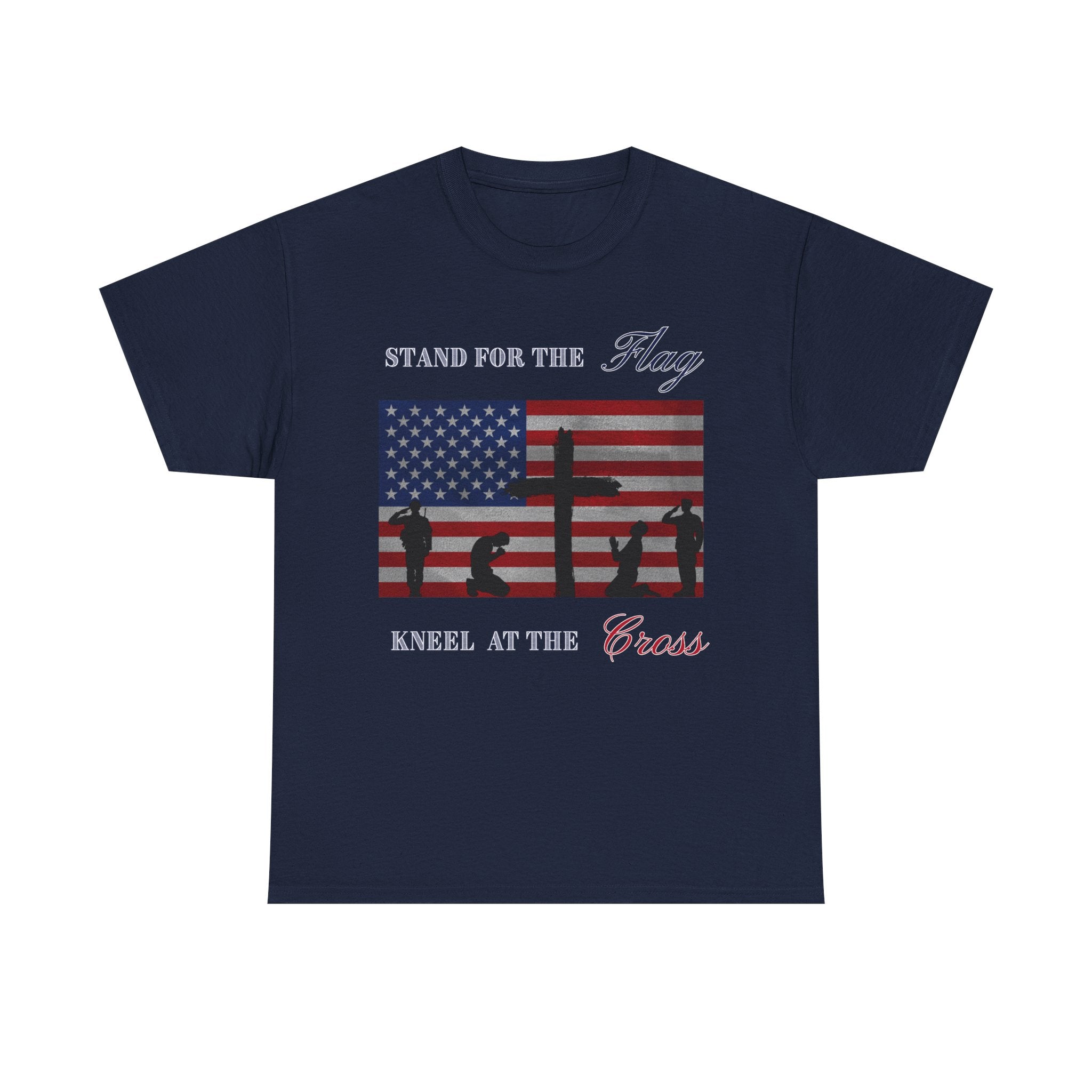 Patriotic Faith Unisex Heavy Cotton Tee, Stand for the Flag Shirt, Christian Style Tee, Independence Day Gift, Faith Based Apparel