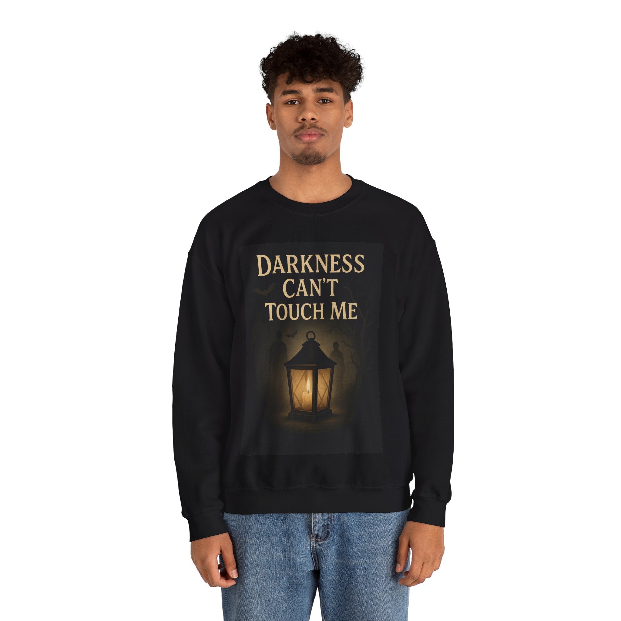 Mysterious Glow Sweatshirt – Darkness Can’t Touch Me, Unisex Crewneck, Cozy Gift, Halloween Wear, Night Out Style
