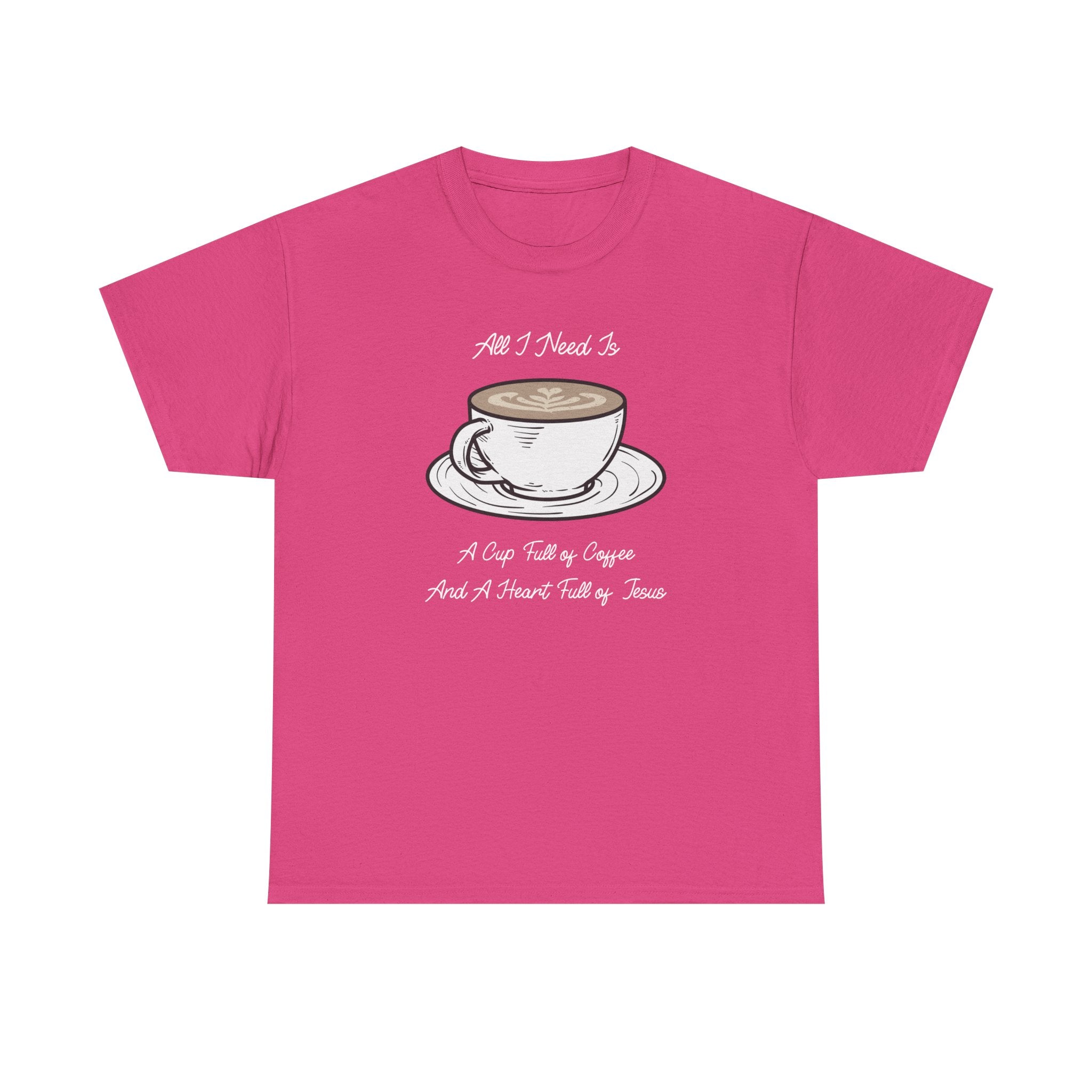 Unisex Heavy Cotton Tee with Coffee and Faith Design - Perfect for Coffee Lovers, Christians, Gifts, Casual Wear, and Everyday Comfort