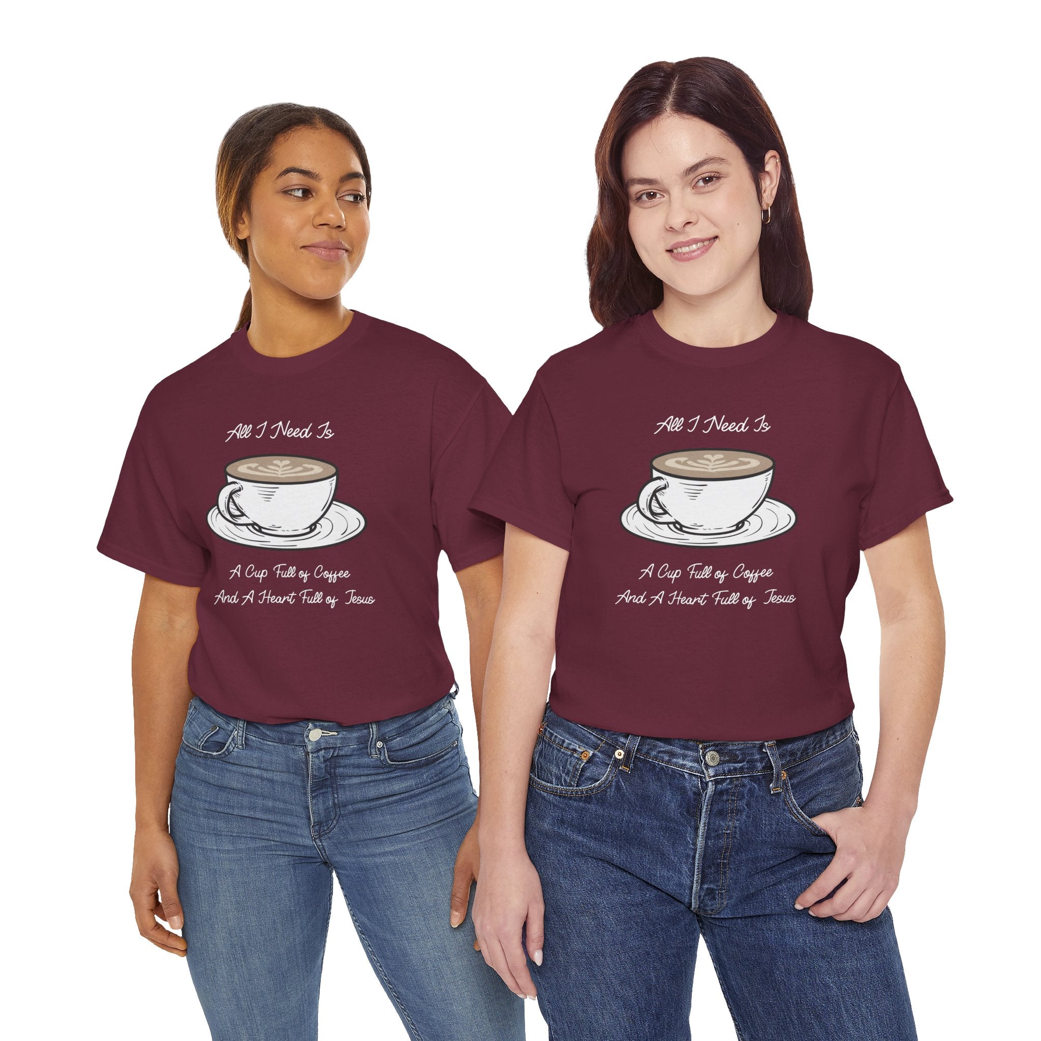 Unisex Heavy Cotton Tee with Coffee and Faith Design - Perfect for Coffee Lovers, Christians, Gifts, Casual Wear, and Everyday Comfort