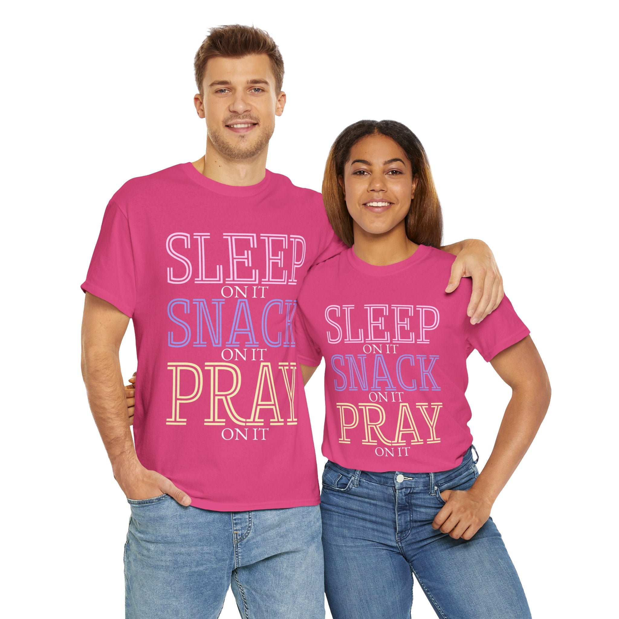 Sleep, Snack, Pray Unisex Tee - Casual Cotton Shirt for Comfort Lovers, Great for Relaxing, Gifts, Everyday Wear, Self-Care