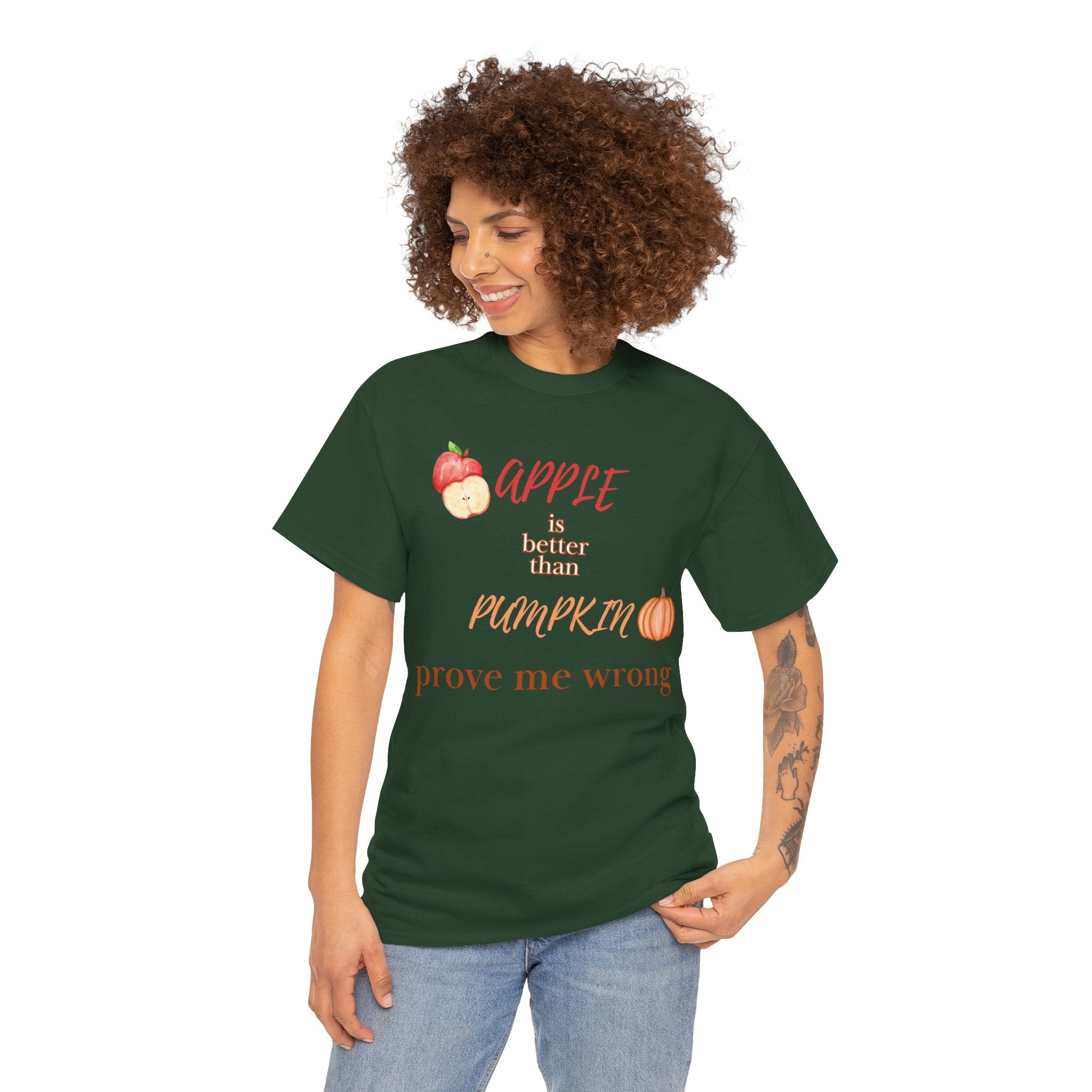 Apple Better Than Pumpkin Tee, Funny Autumn T-Shirt, Casual Halloween Shirt, Fall Holiday Apparel, Gift for Friends