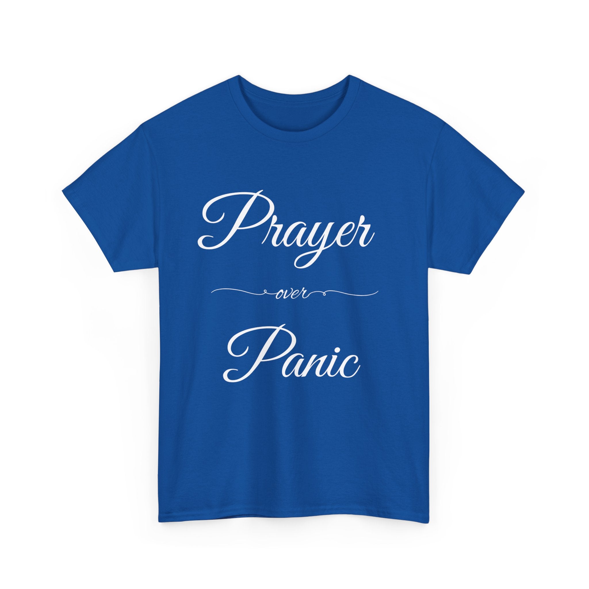 Prayer Over Panic Unisex Heavy Cotton Tee - Spiritual Comfort Shirt, Thoughtful Gift for Faith Lovers, Relaxed Style for Everyday Wear