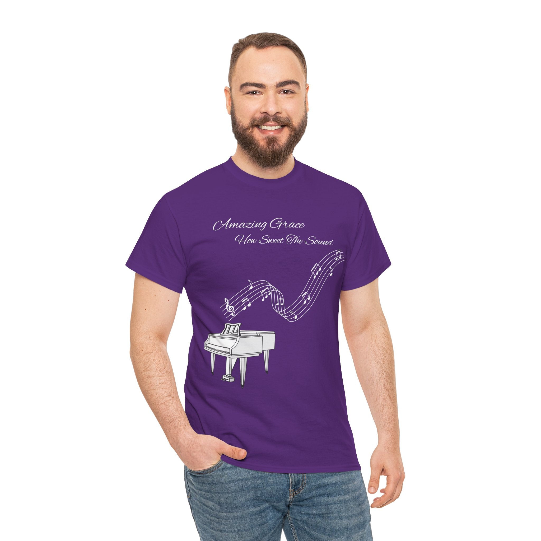 Music Lover's Unisex Tee - Amazing Grace Design, Perfect Gift for Musicians, Casual Wear, Music Event Shirt, Piano Lovers Top