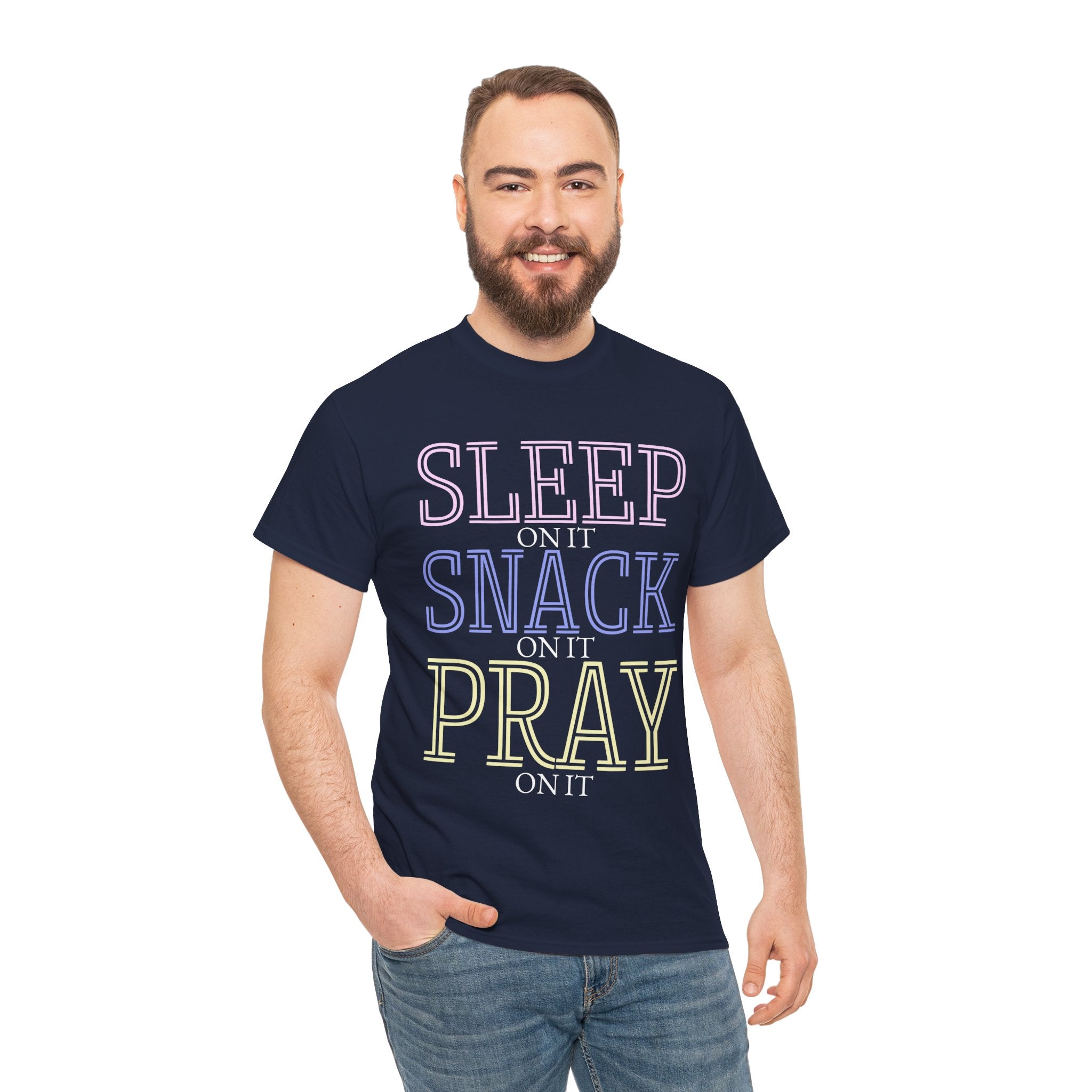 Sleep, Snack, Pray Unisex Tee - Casual Cotton Shirt for Comfort Lovers, Great for Relaxing, Gifts, Everyday Wear, Self-Care