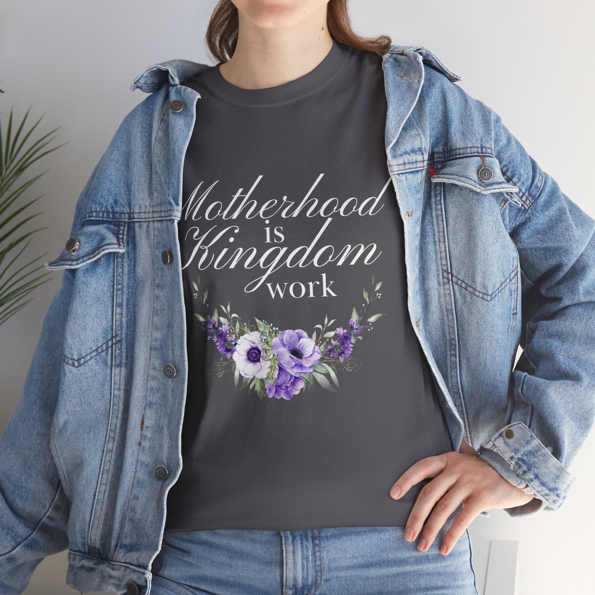Motherhood is Kingdom Work Unisex Tee - Celebrate Motherhood, Gift for Moms, Cute Floral Design, Relaxed Fit, Everyday Wear