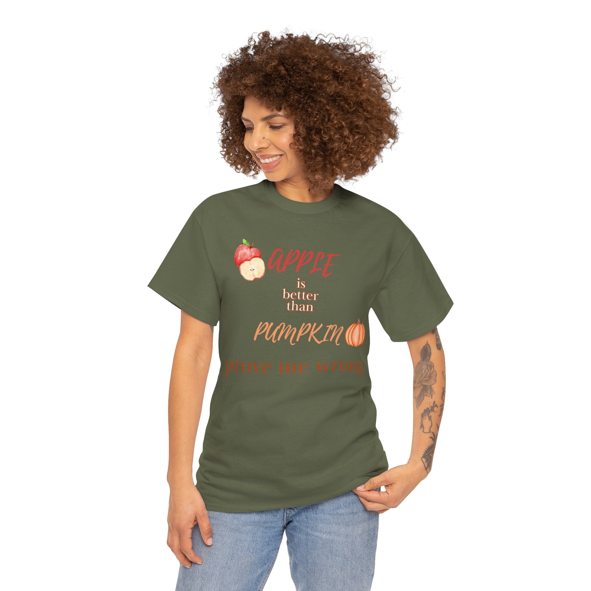 Apple Better Than Pumpkin Tee, Funny Autumn T-Shirt, Casual Halloween Shirt, Fall Holiday Apparel, Gift for Friends