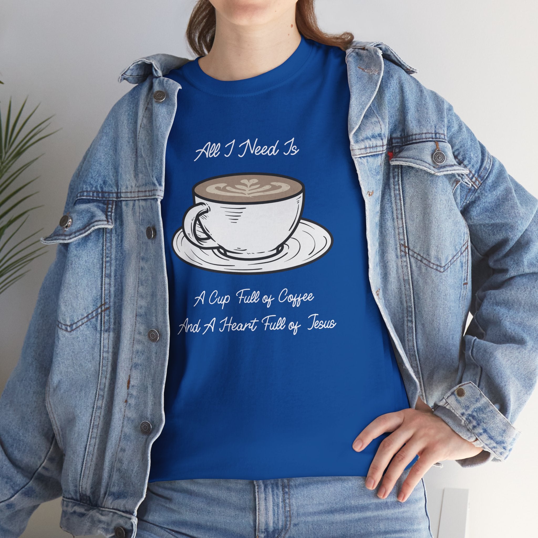 Unisex Heavy Cotton Tee with Coffee and Faith Design - Perfect for Coffee Lovers, Christians, Gifts, Casual Wear, and Everyday Comfort