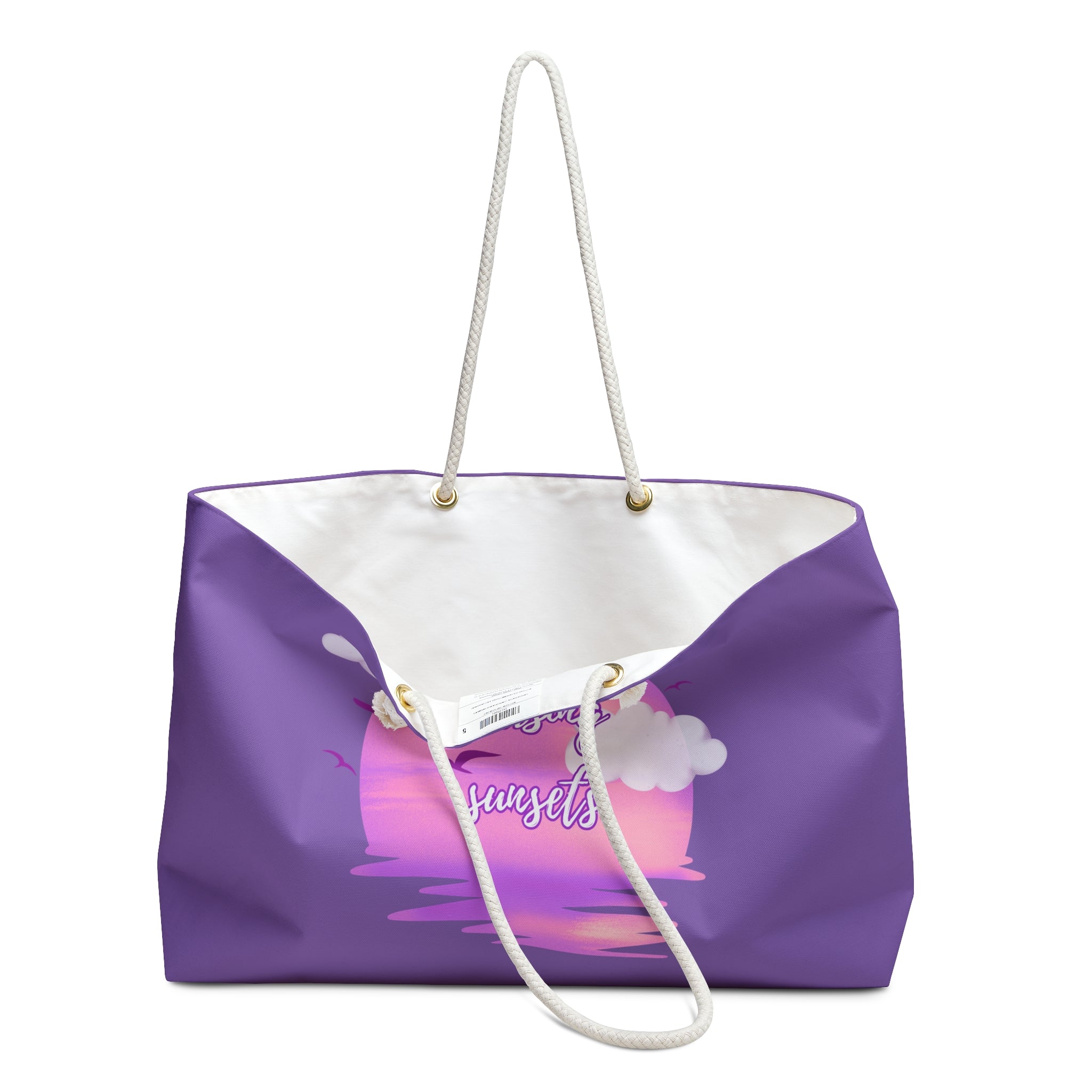 Light Purple Chasing Sunsets Weekender Bag – Perfect for Travel, Beach Days, Gym, Gifts